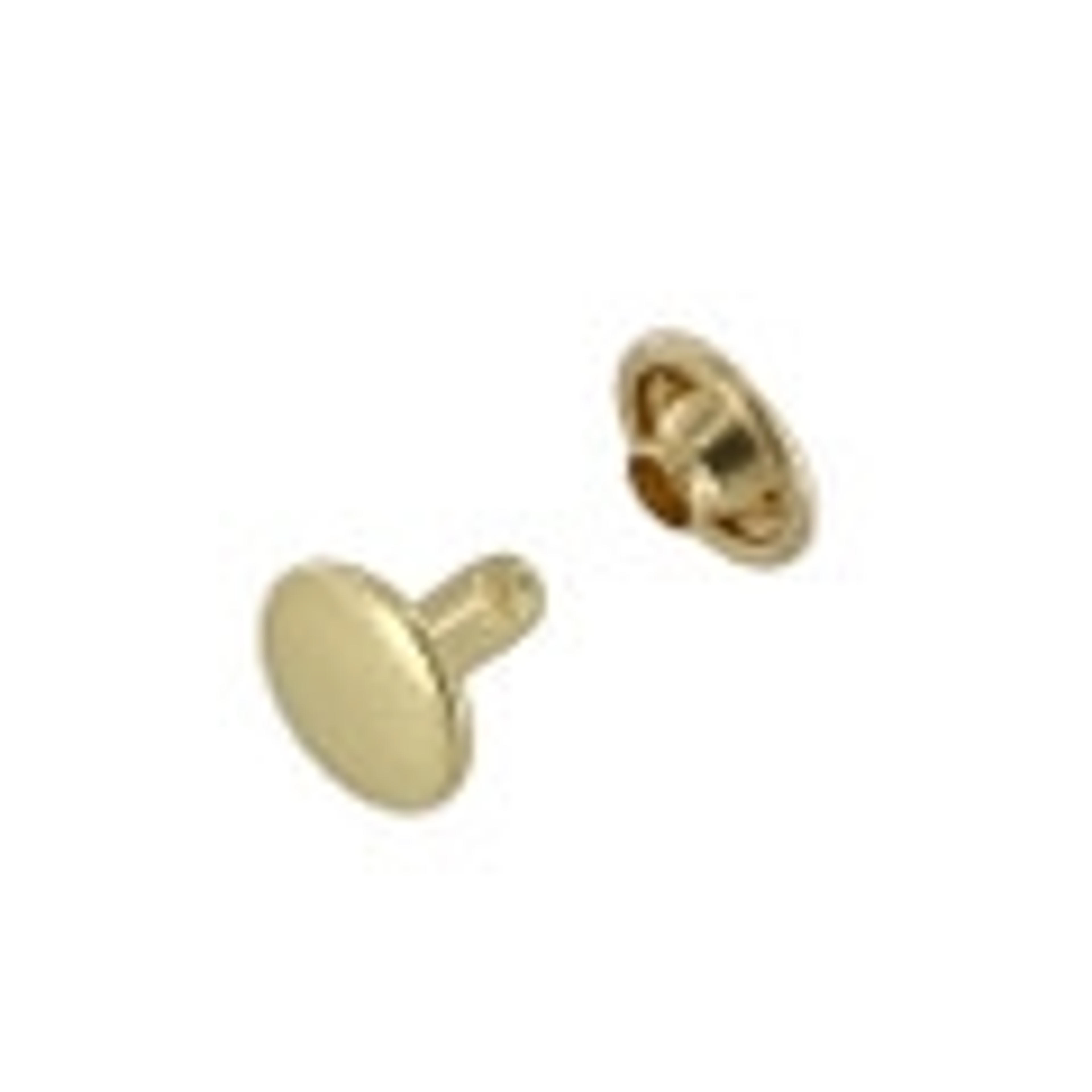 RV1195 Double Cap Rivet, Cap 11mm, Post 9.5mm, Natural Brass, Solid Brass-LL (100 sets per bag)