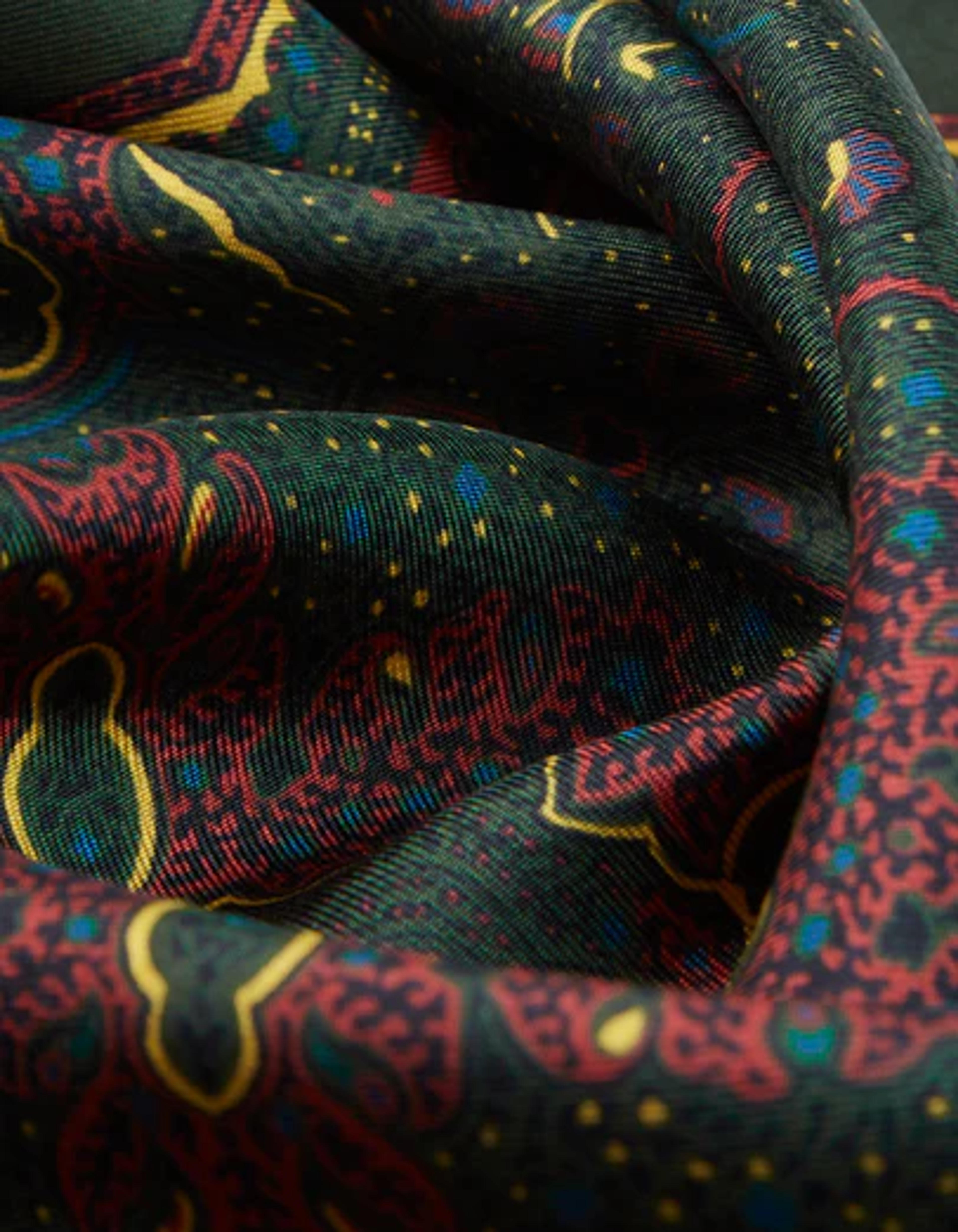 Green Paisley Print Wool-Silk Pocket Square – Drakes