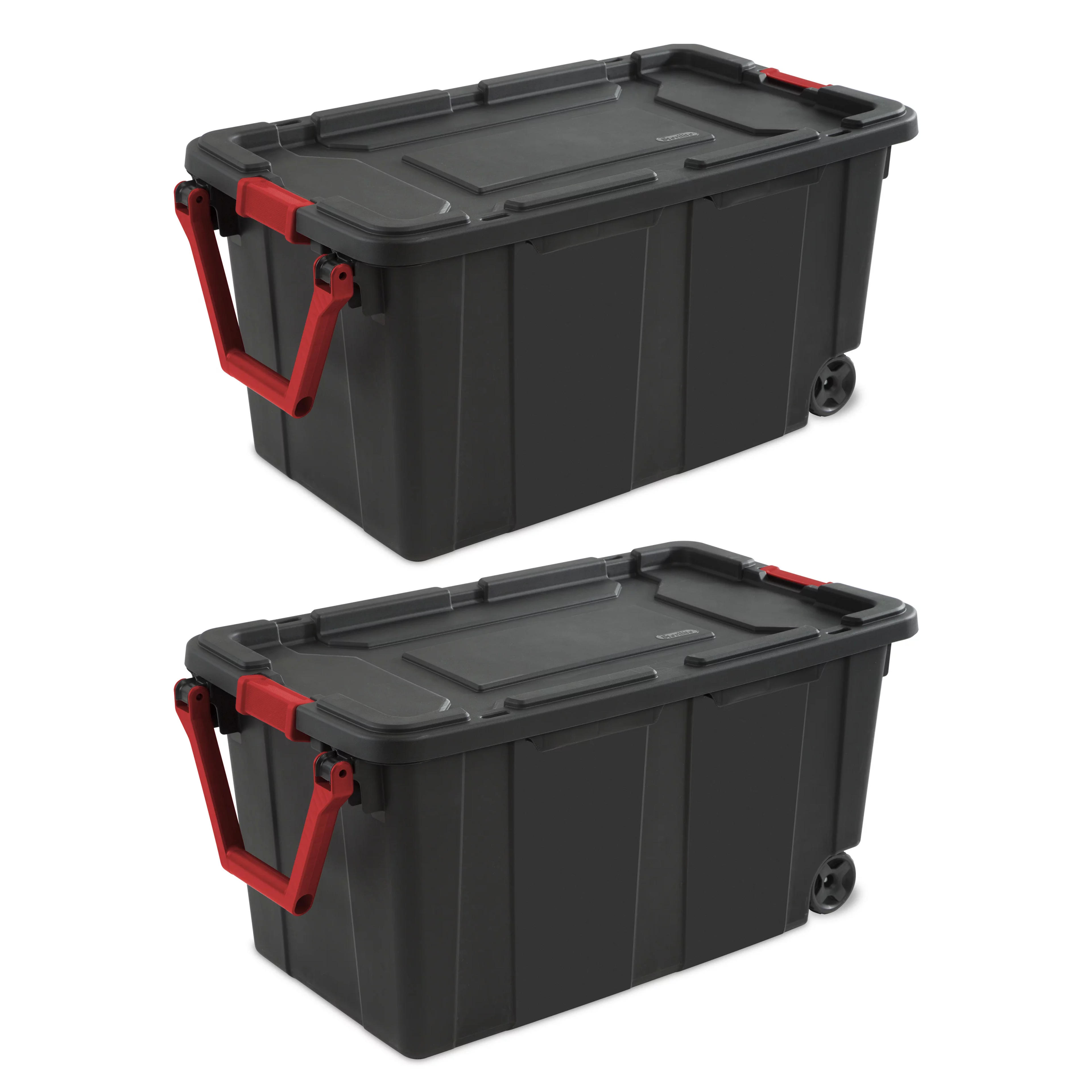 Sterilite 40 Gallon Wheeled Industrial Tote Plastic, Black, Set of 2 - Walmart.com