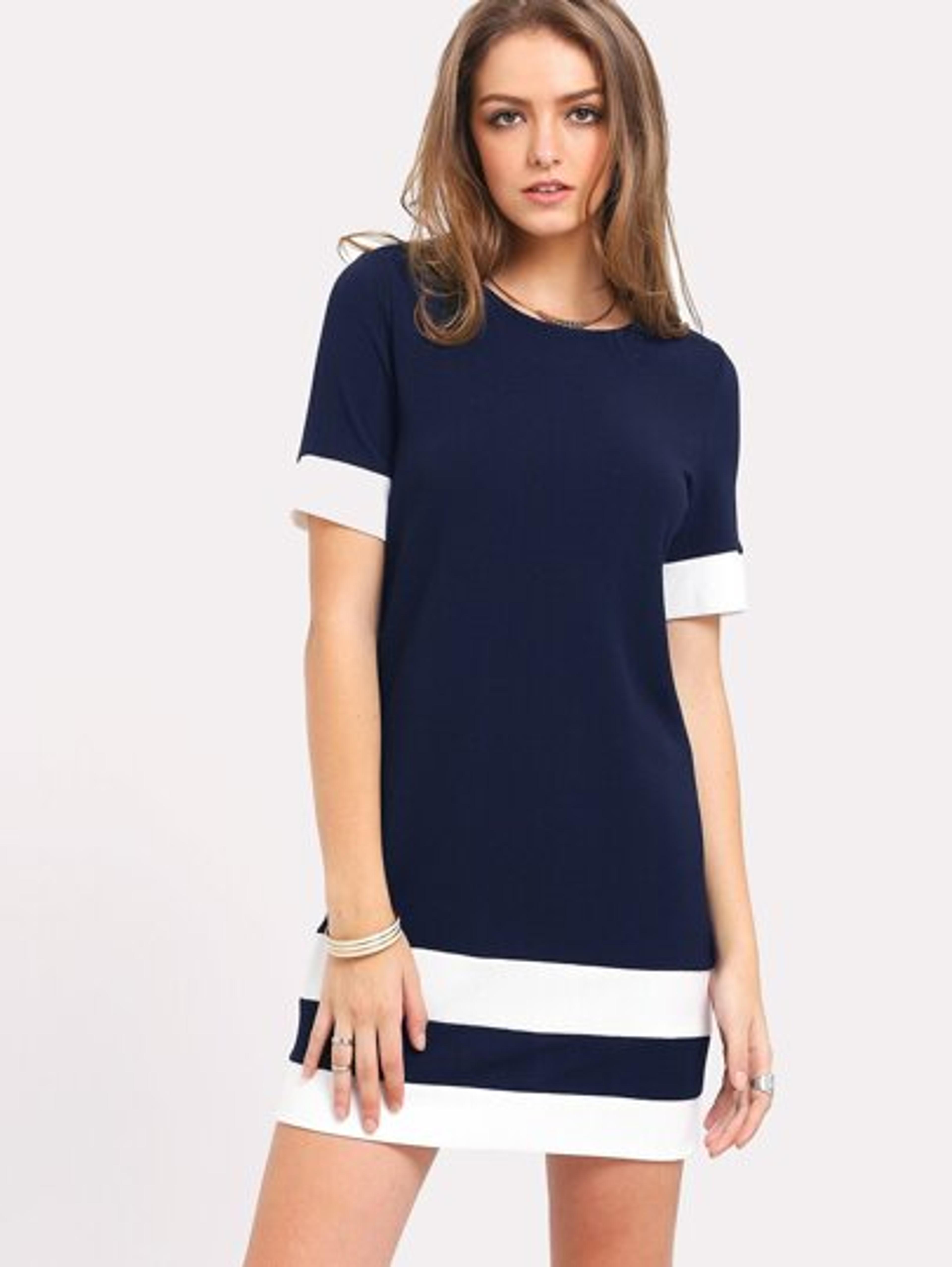 SHEIN Color Block Stripe Tunic Dress | SHEIN USA