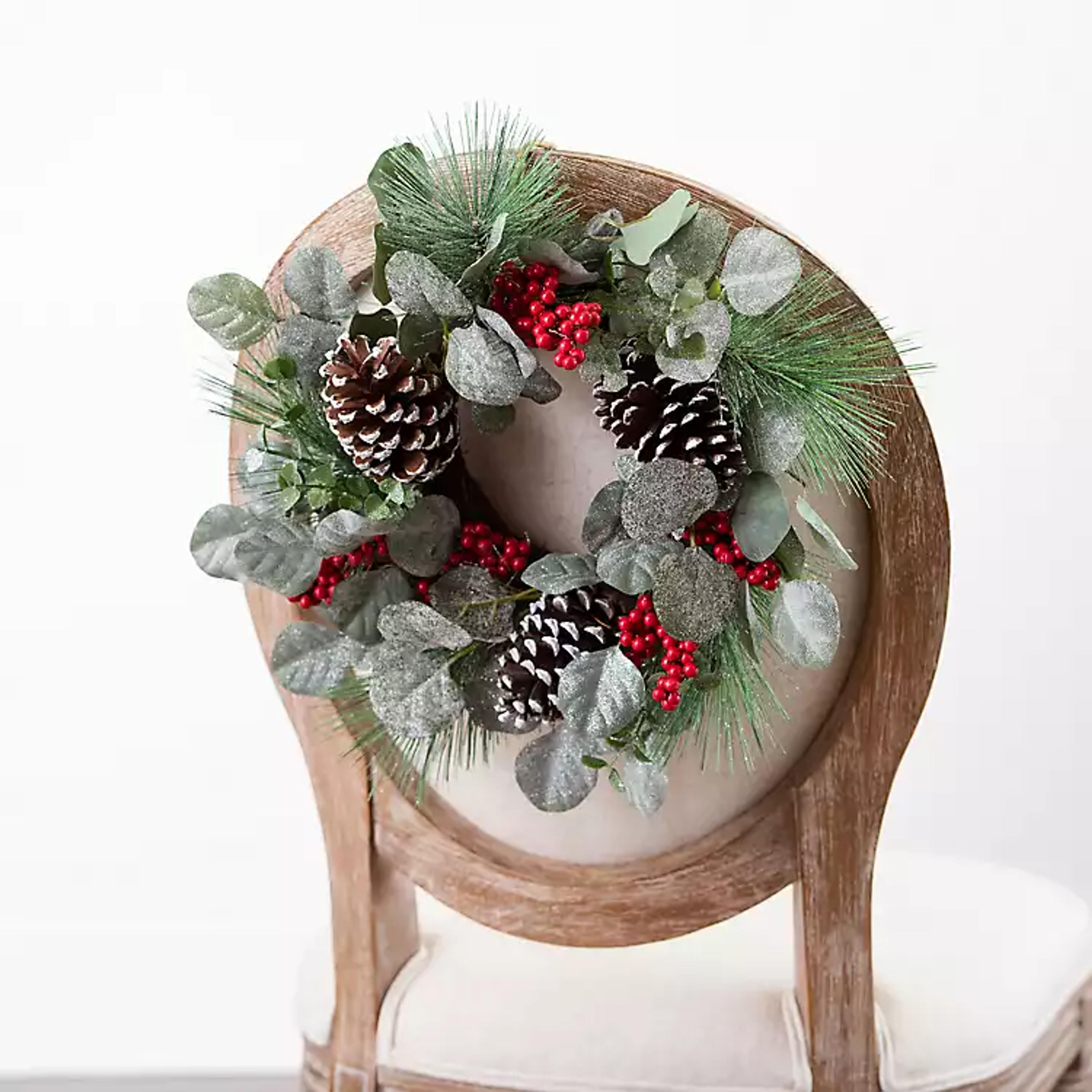 Pine Eucalyptus Berry Mini Wreath, 14 in. | Kirklands Home