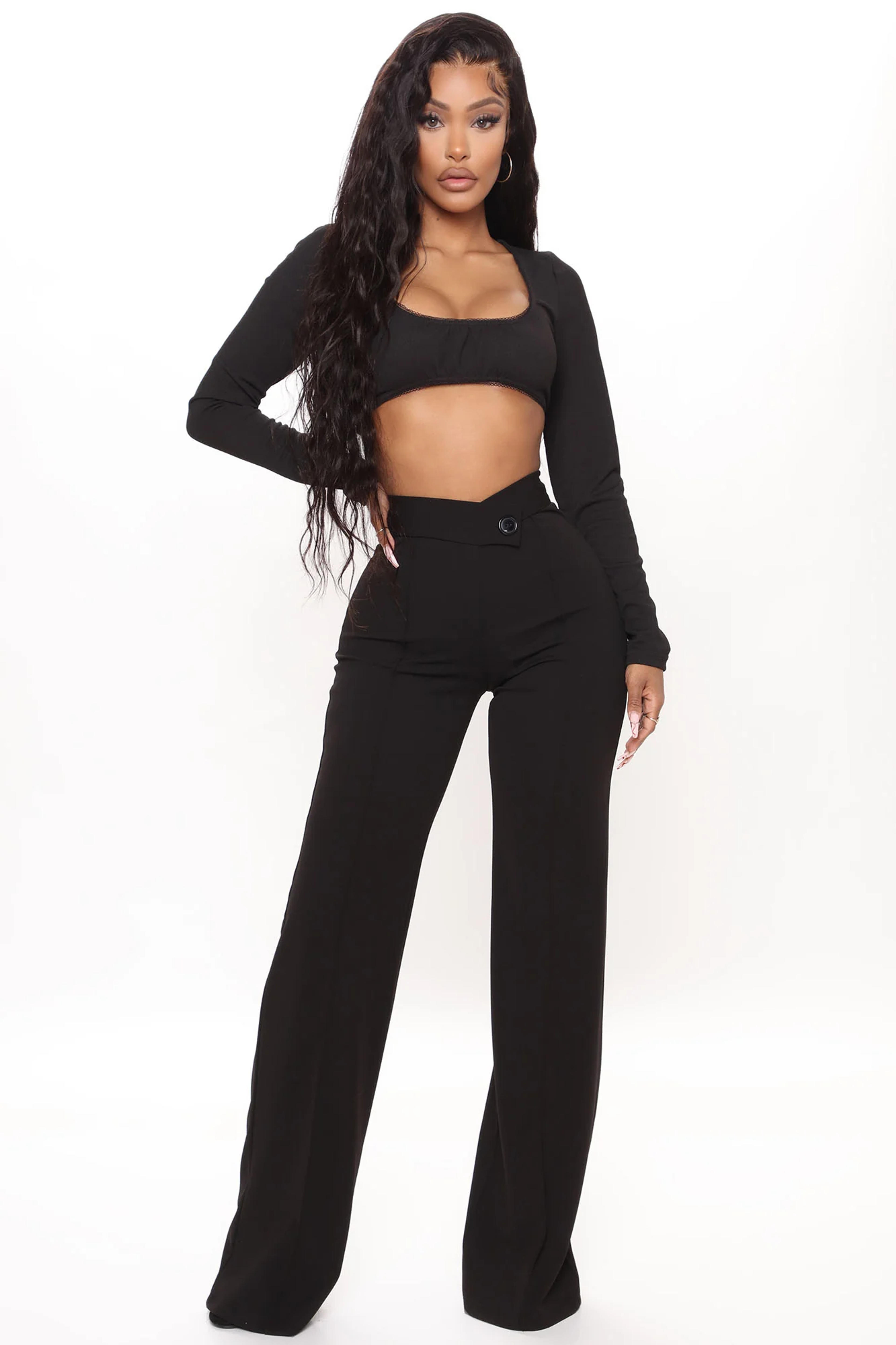 Call It Even Wide Leg Dress Pants - Black - S