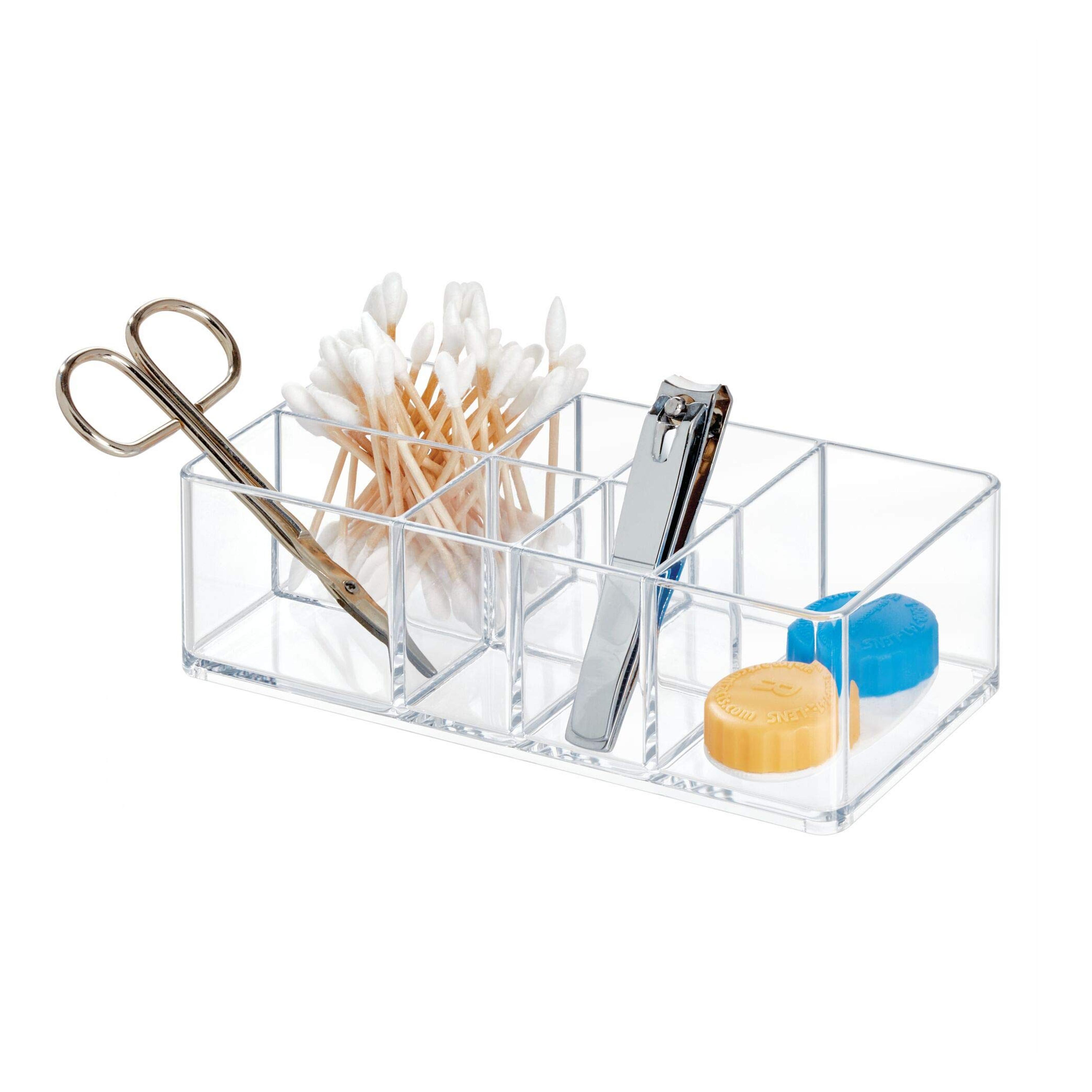 InterDesign Med+ Bathroom Medicine Cabinet Organizer, for Tweezers, Medical Supplies, Contact Lenses, Cotton Balls - Clear