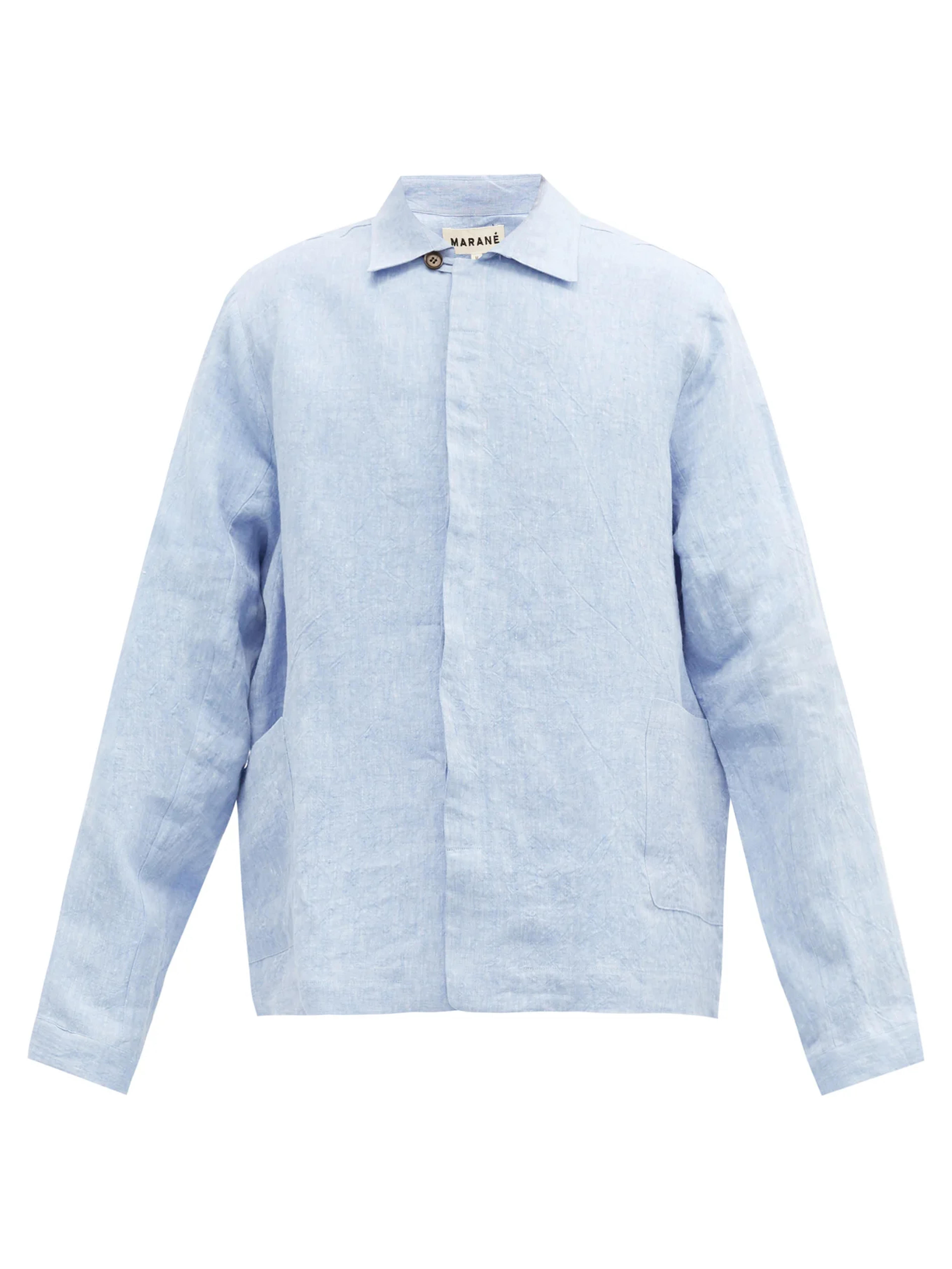 Blue Spread-collar linen-chambray overshirt | Marané | MATCHESFASHION US