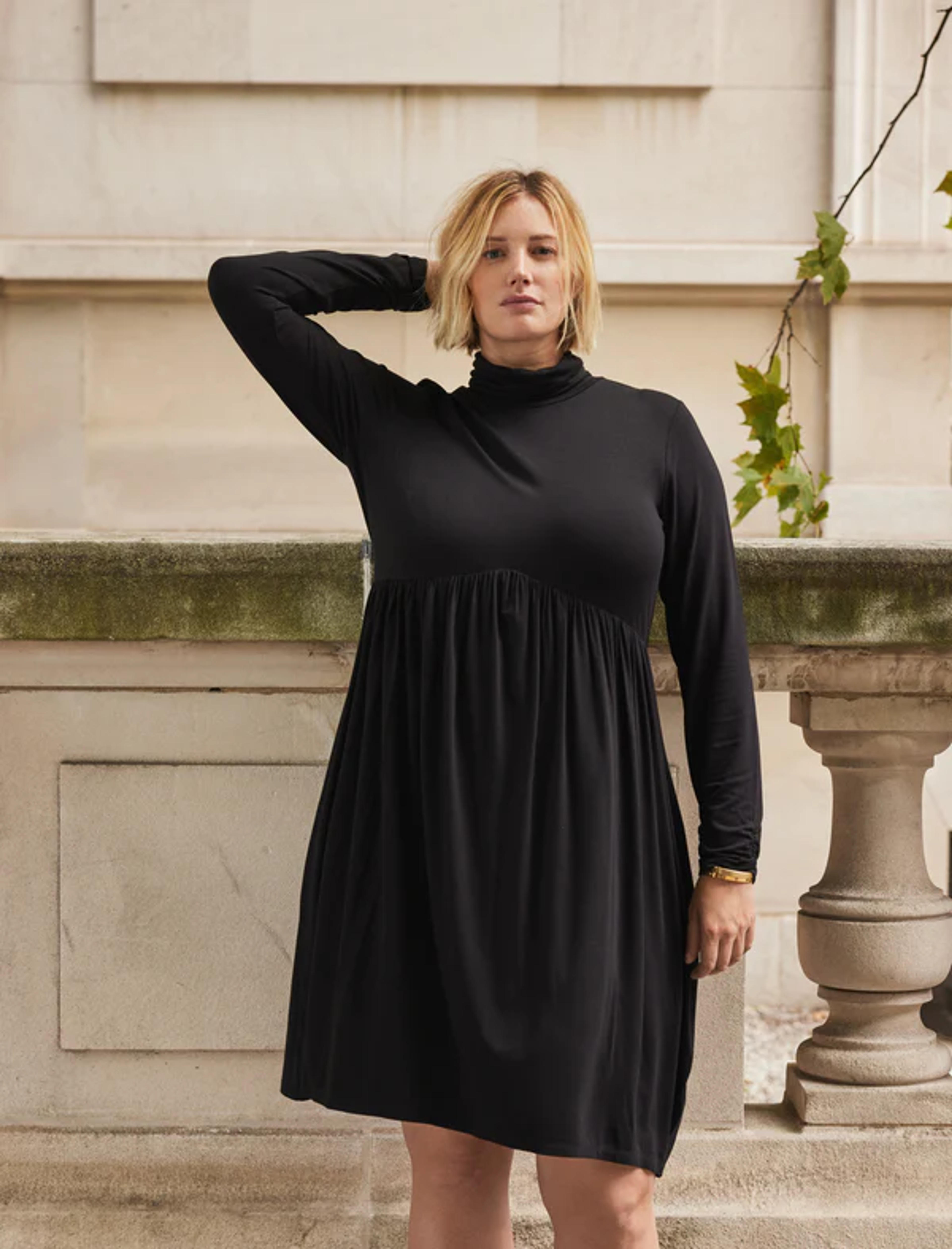 Plus Size Fit and Flare Turtleneck Maternity Dress - Motherhood Maternity