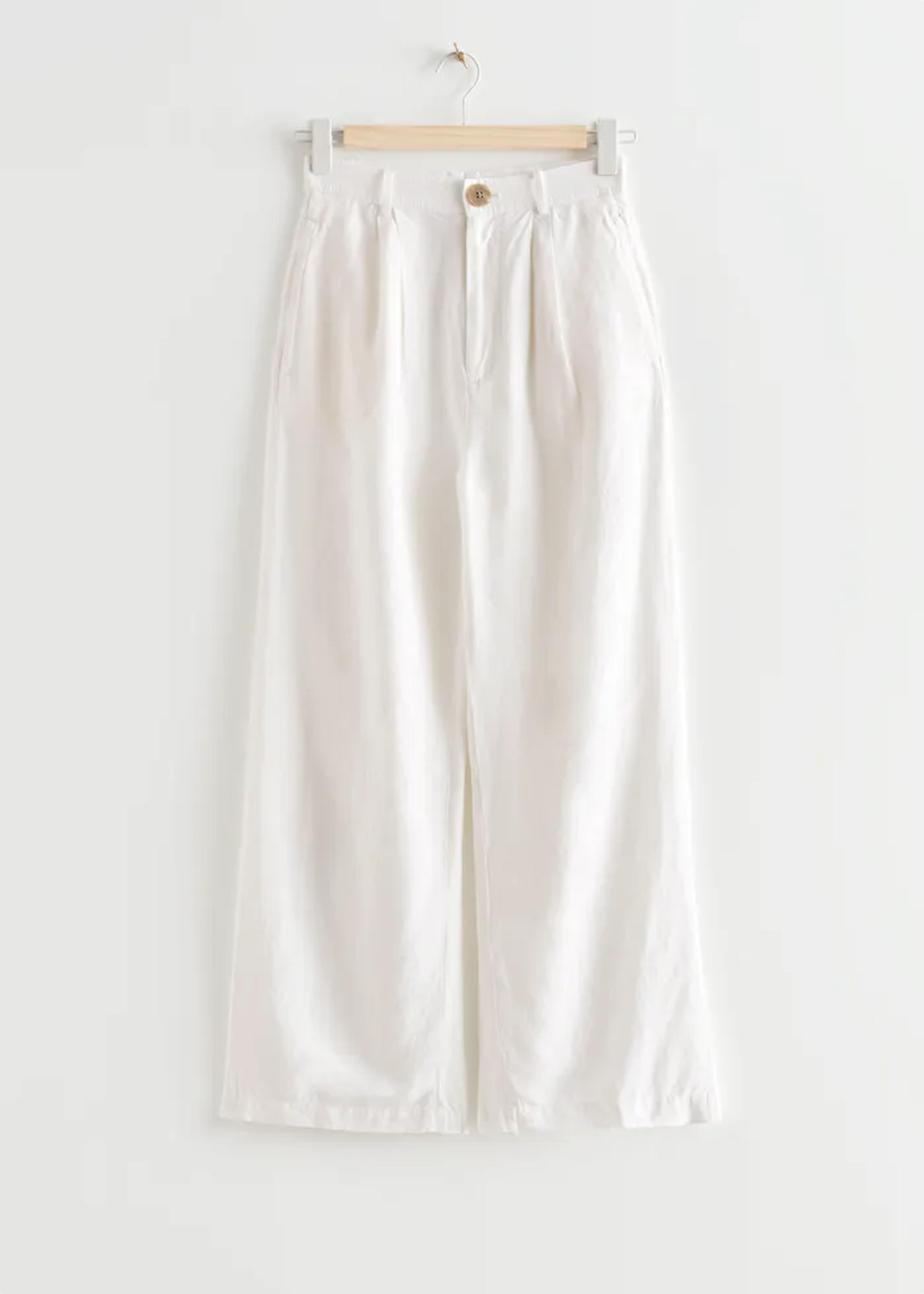 Wide High Waist Linen Trousers - White - Trousers - & Other Stories US