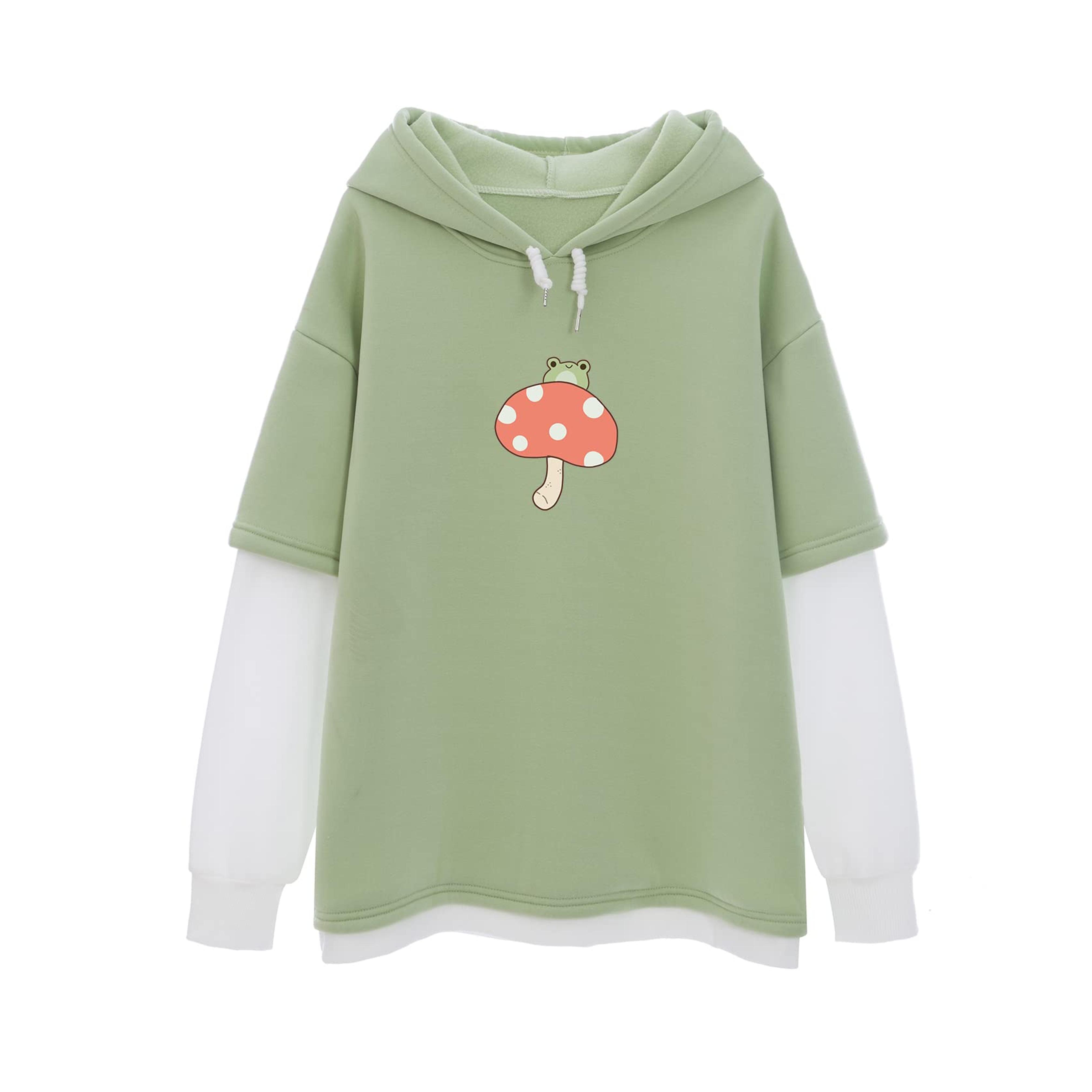 KEEVICI Women Cute Frog Sweatshirt Kawaii Mushroom Hoodie for Teen Girls ...