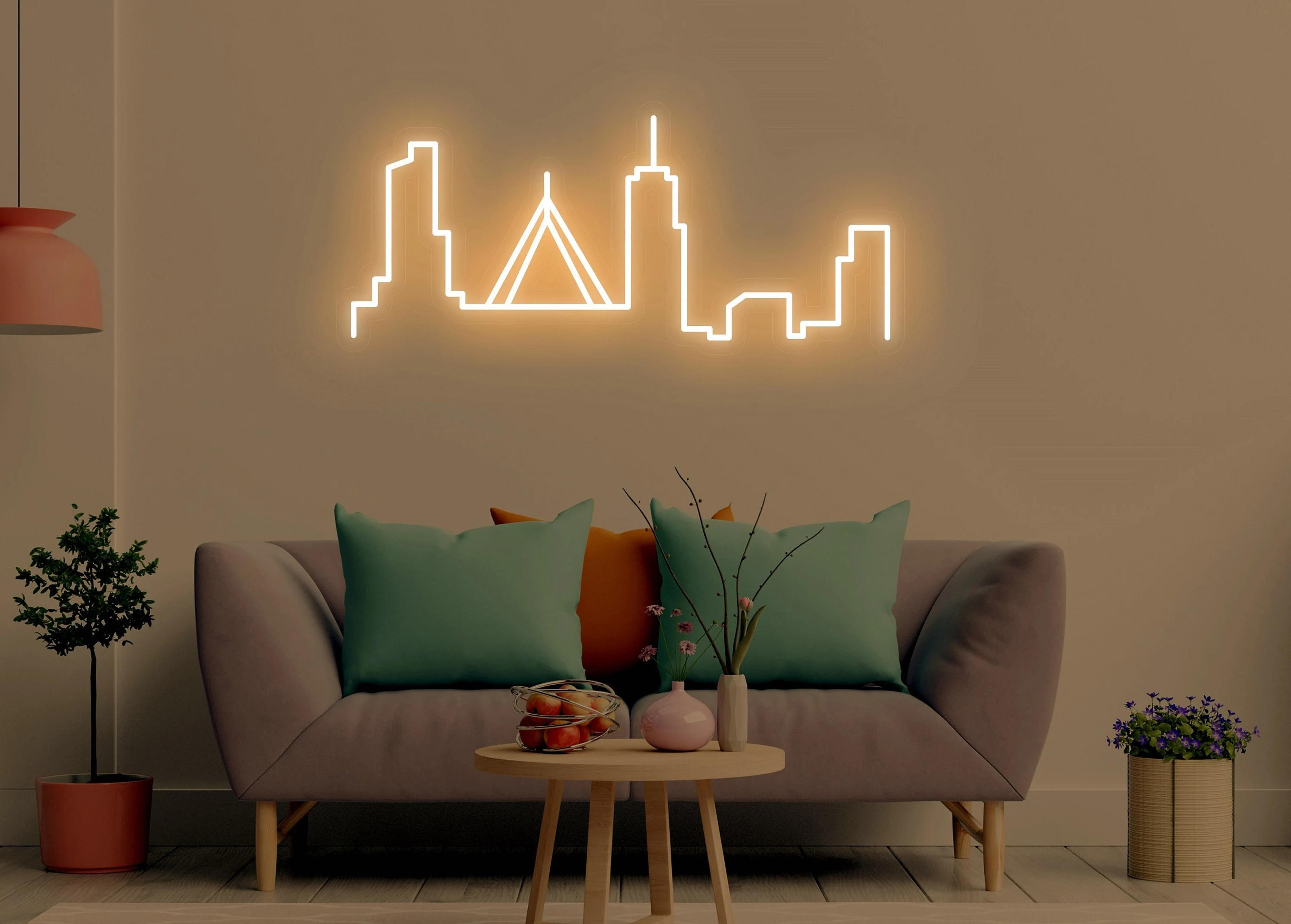 Custom City Skyline Neon Sign Boston City Skyline Led Neon - Etsy