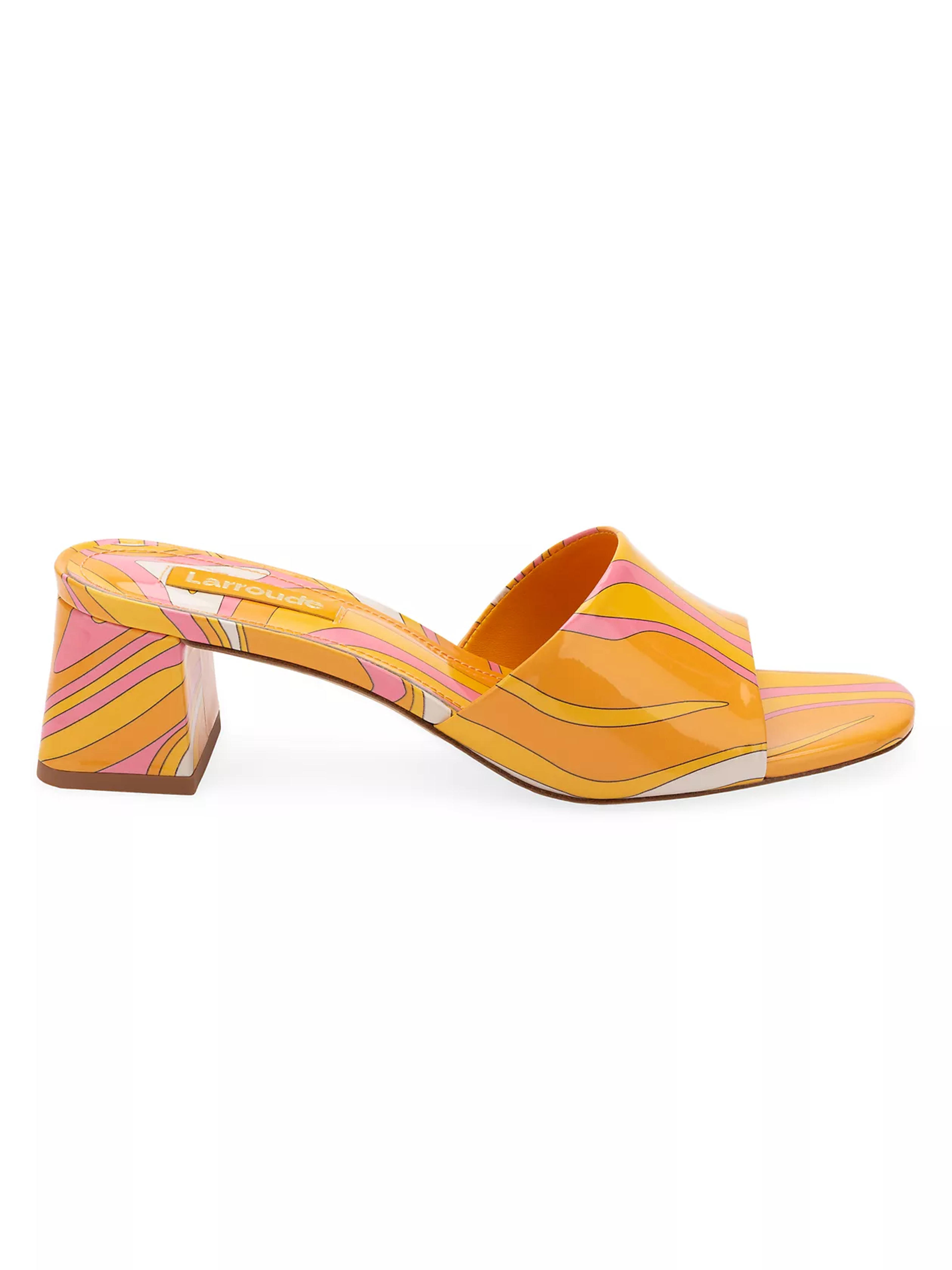 Shop Larroudé Brigitte Printed Patent Leather Mules | Saks Fifth Avenue