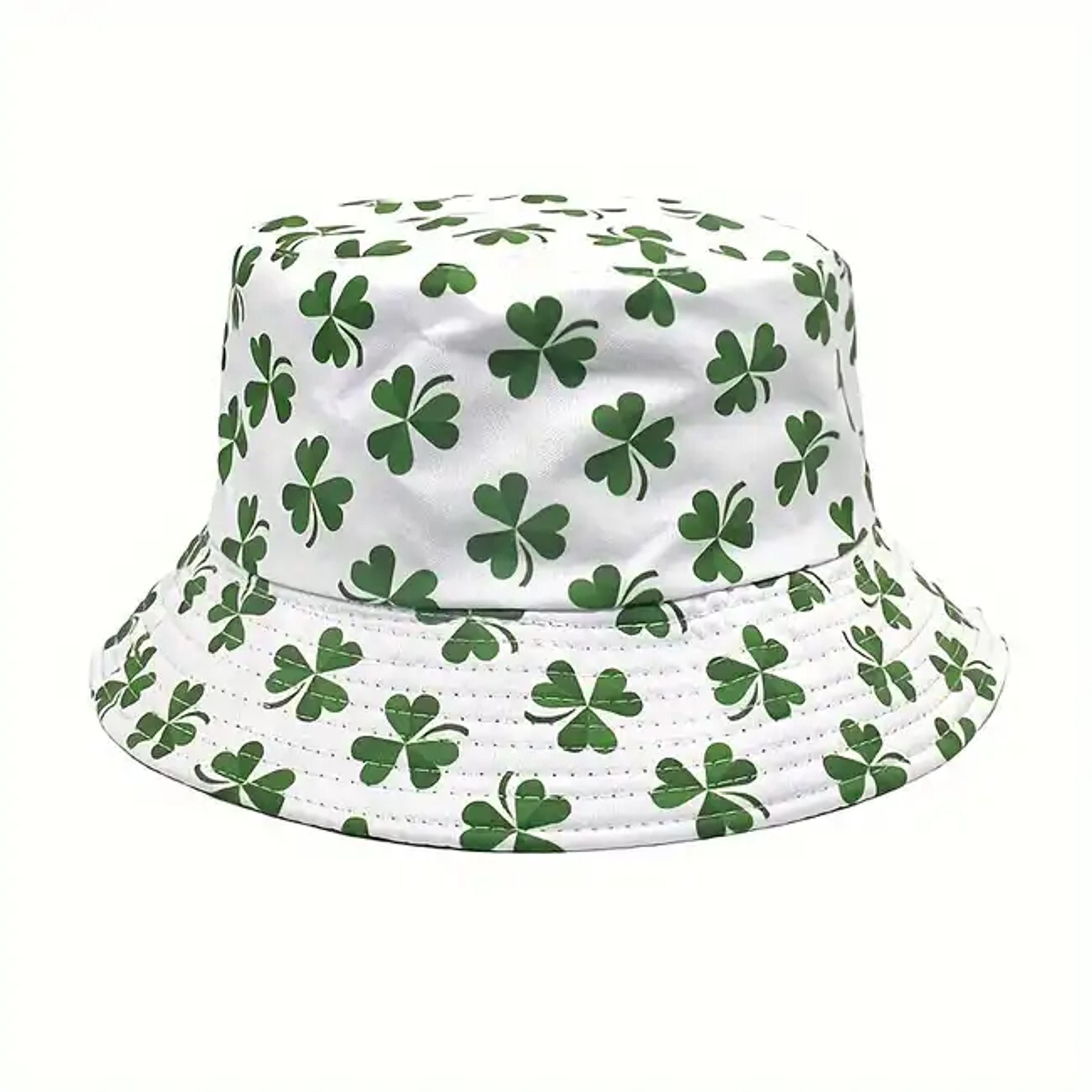 St. Patrick's Day Bucket Hat Trendy Green Lucky Clover Printed Reversible Basin Hats Lightweight Fisherman For Women Men,temu
