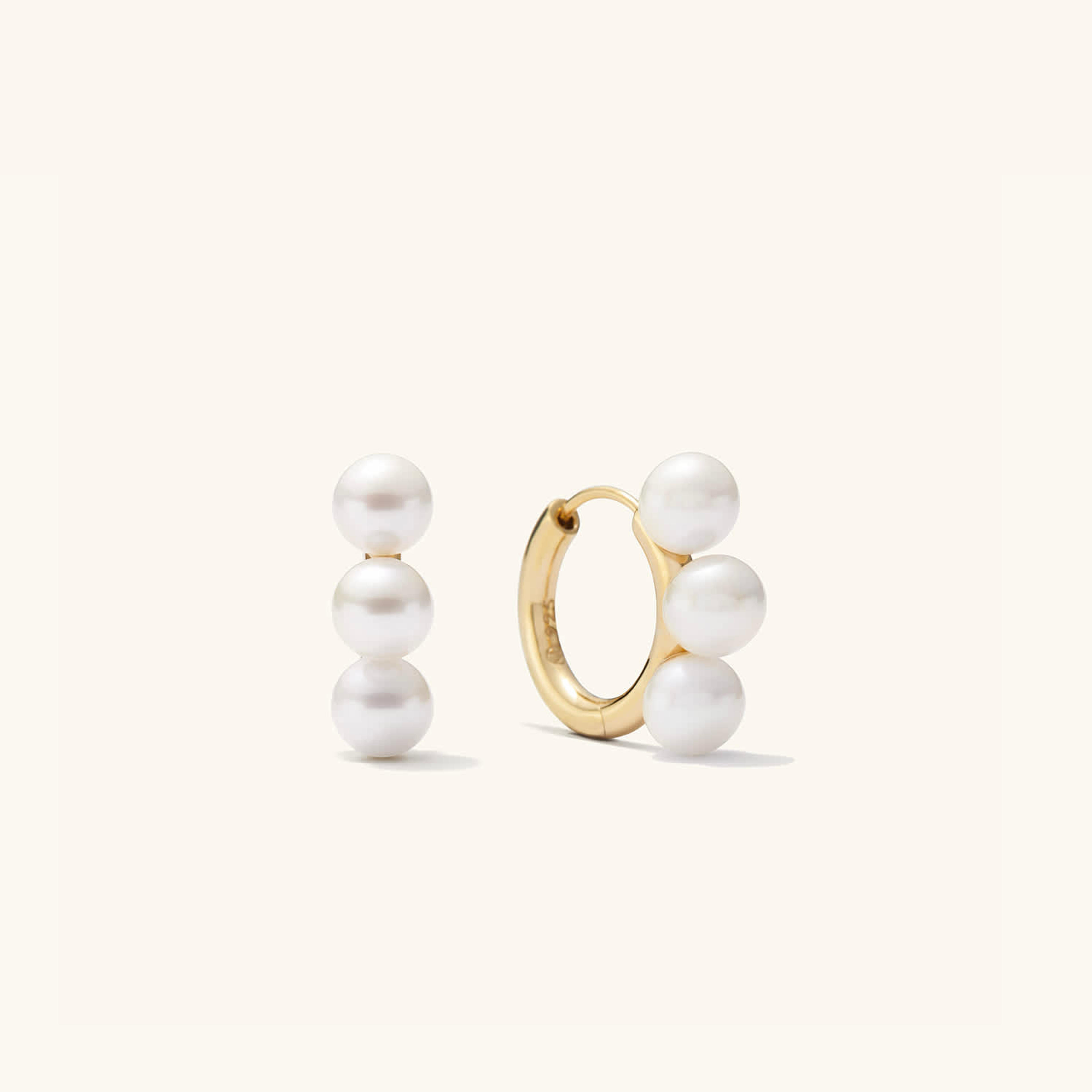 Bold Pearl Trio Hoop Earrings | Mejuri