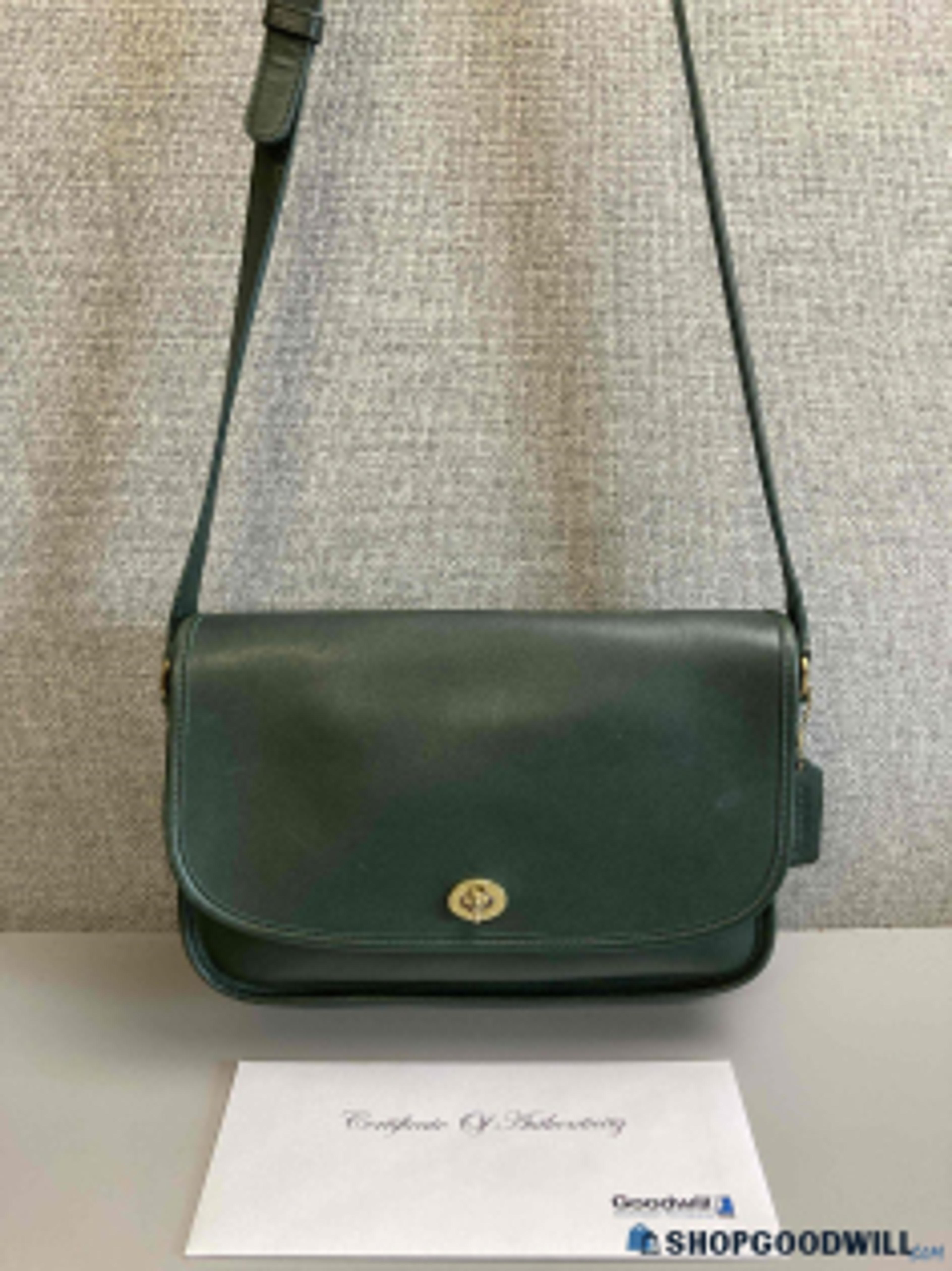 Vintage Coach NYC City Bag Green Glovetanned Leather w/ COA - shopgoodwill.com