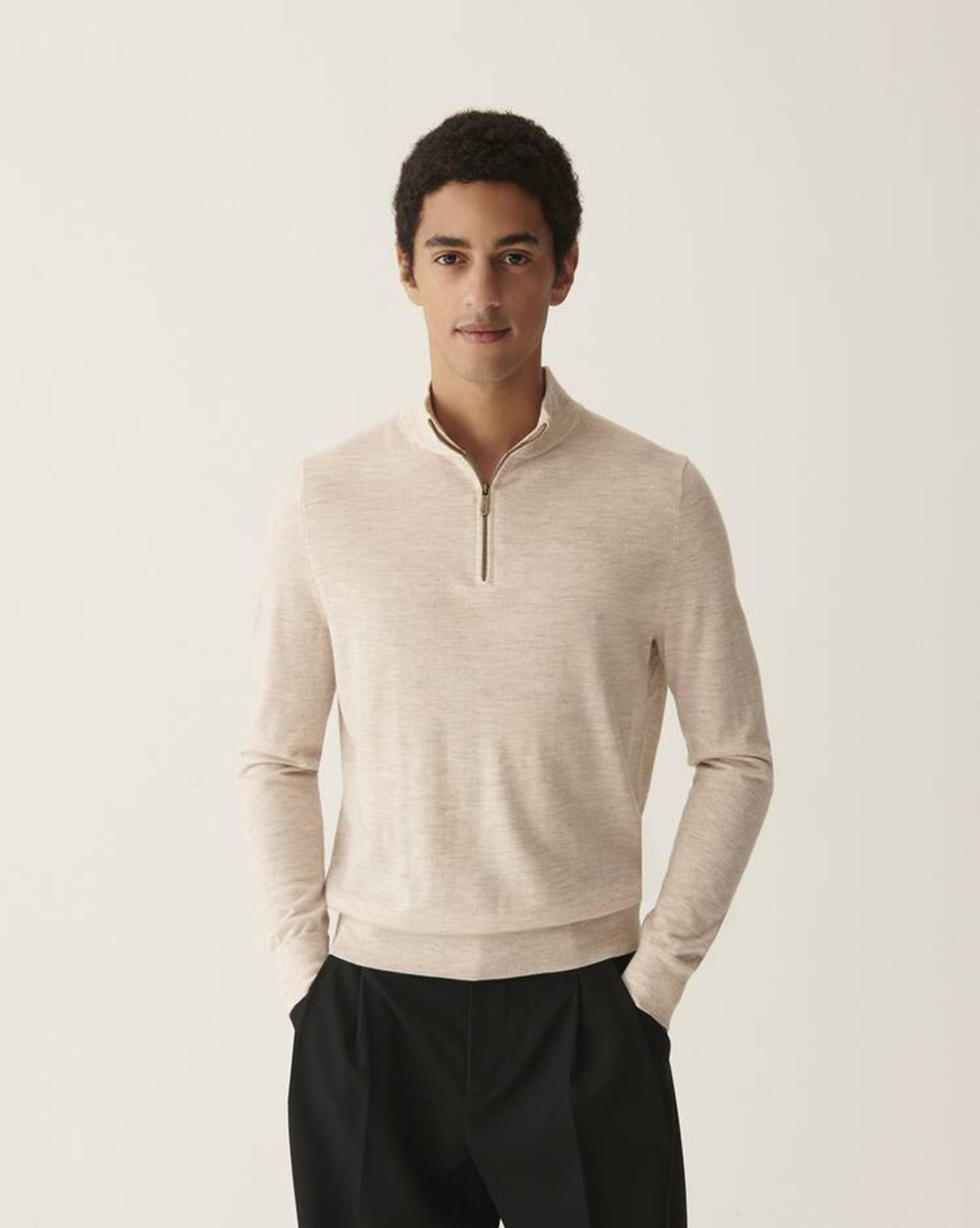 Pull col camionneur Homme en cachemire Tourterelle | Eric Bompard