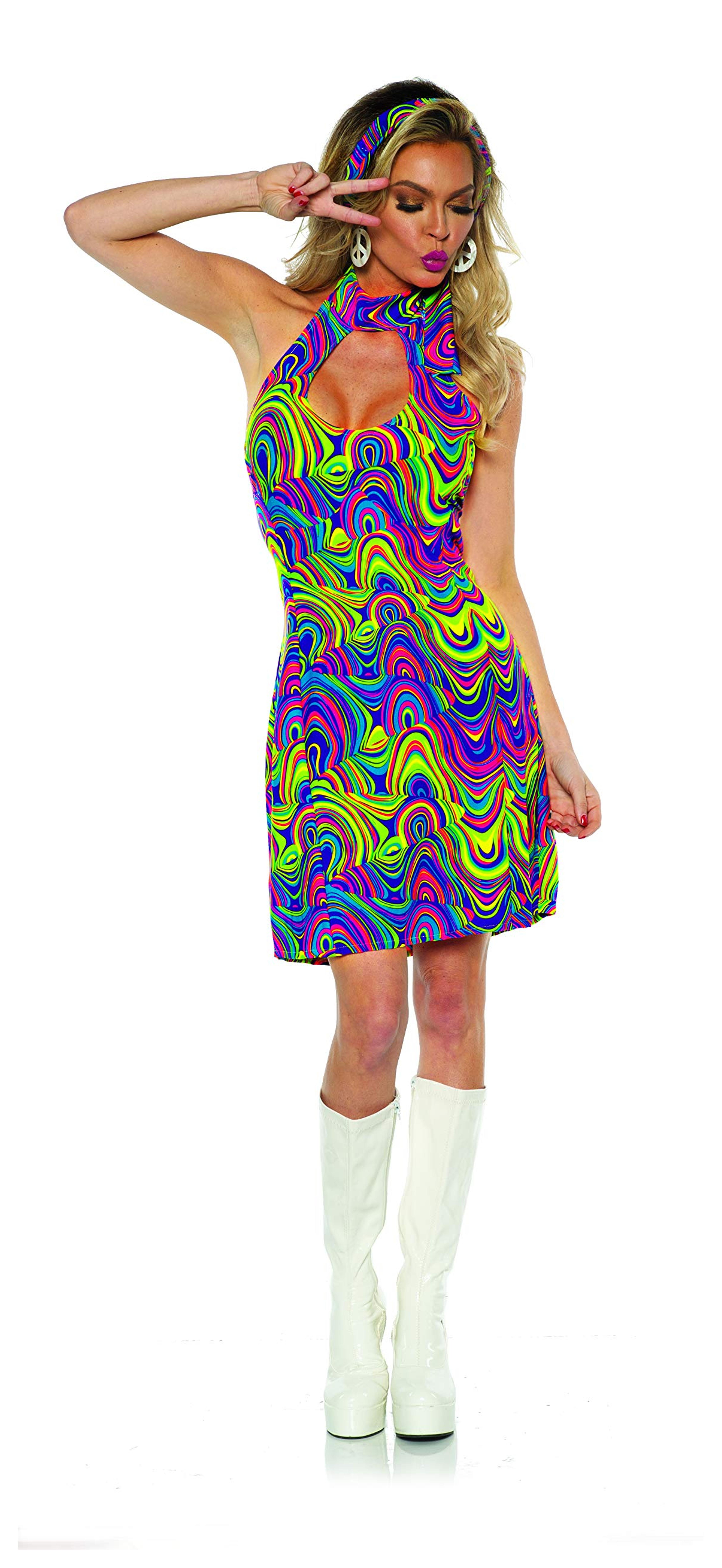 Amazon.com: UNDERWRAPS womens Women's 1960's Black Light Reactive Hippie Dress - Glow : Clothing, Shoes & Jewelry