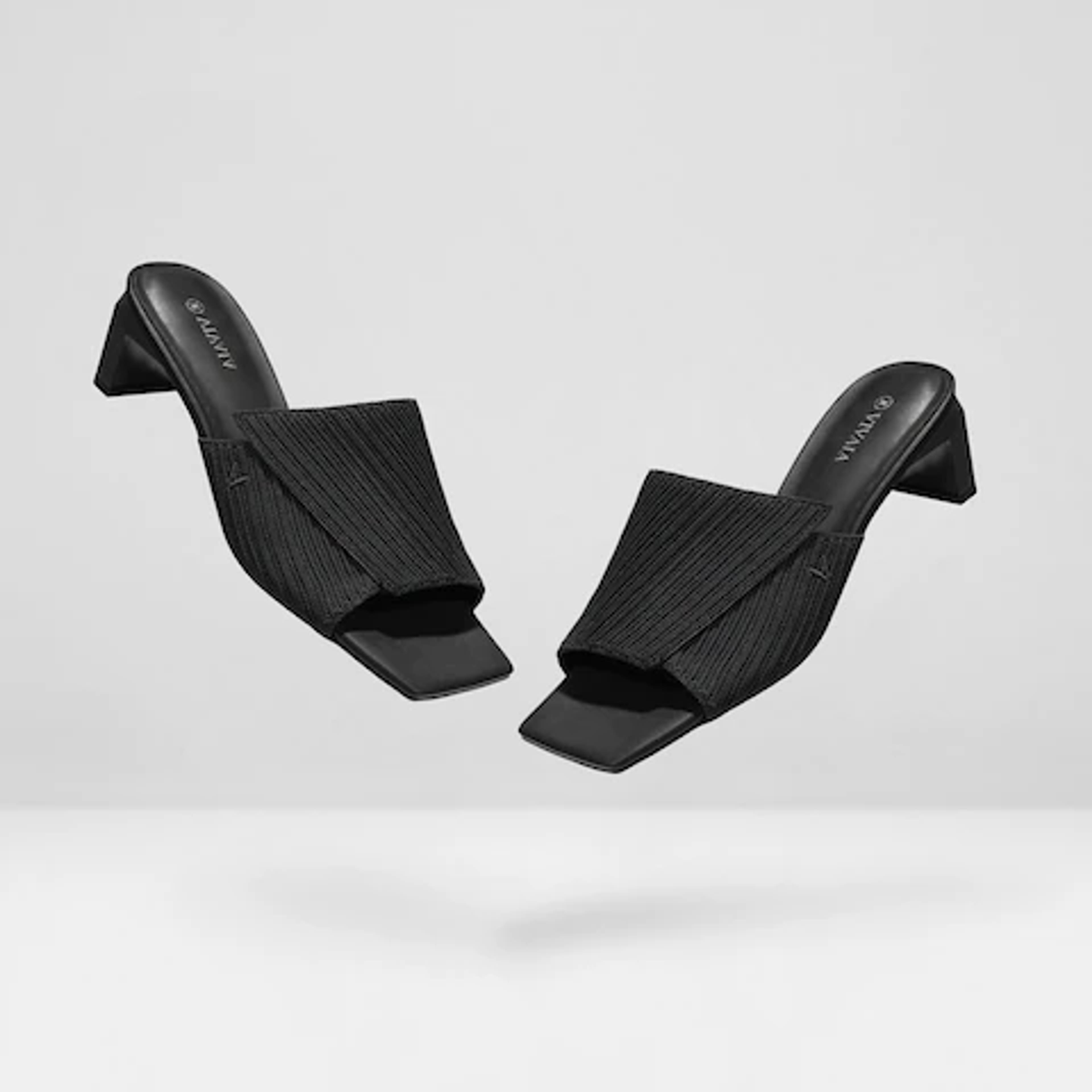 Jade Square-toe Heeled Sandals in Deep Ebony-Sustainable Shoes | VIVAIA