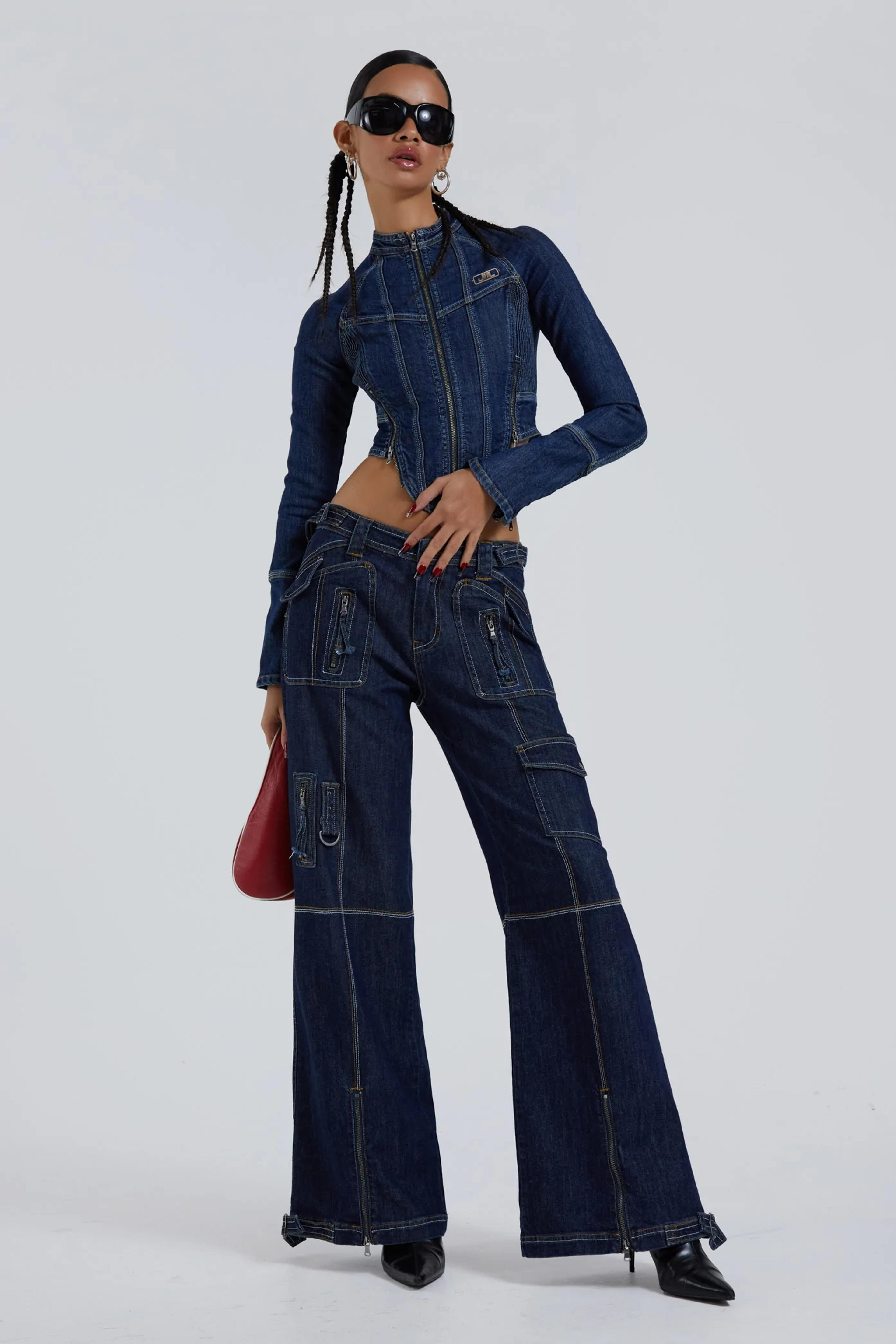 Blue Denim Cargo Trousers | Jaded London