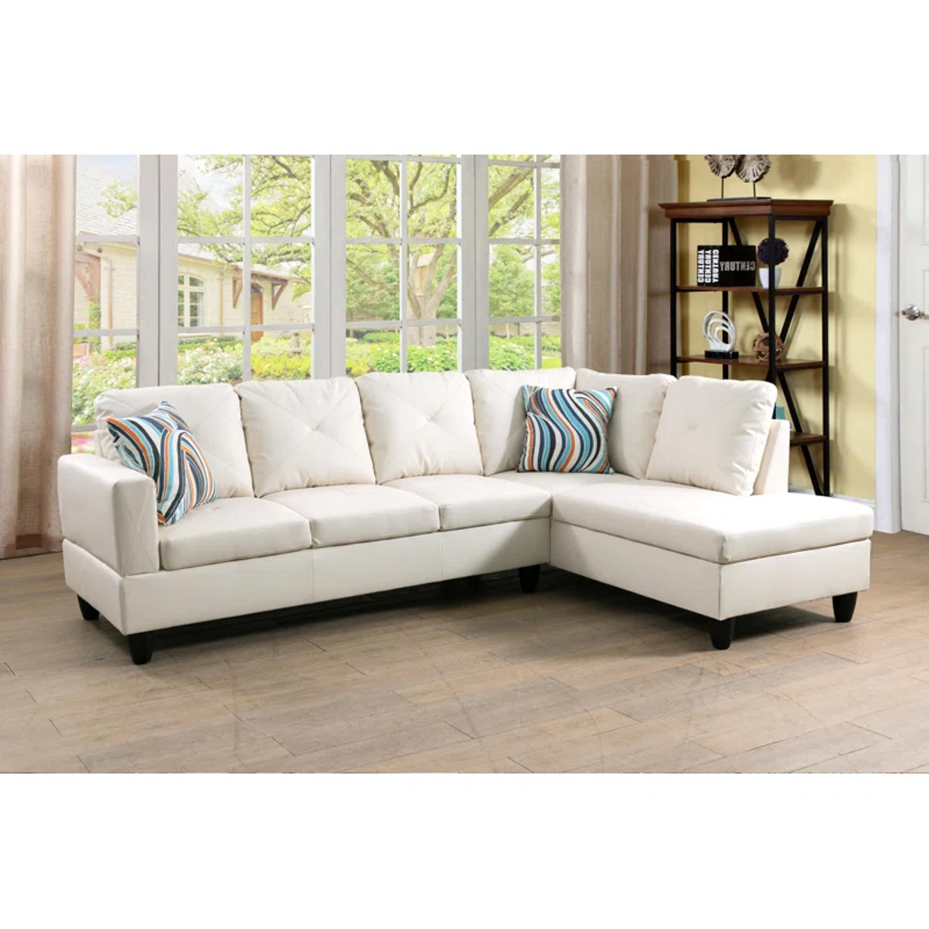 97" Wide Faux Leather Sofa & Chaise