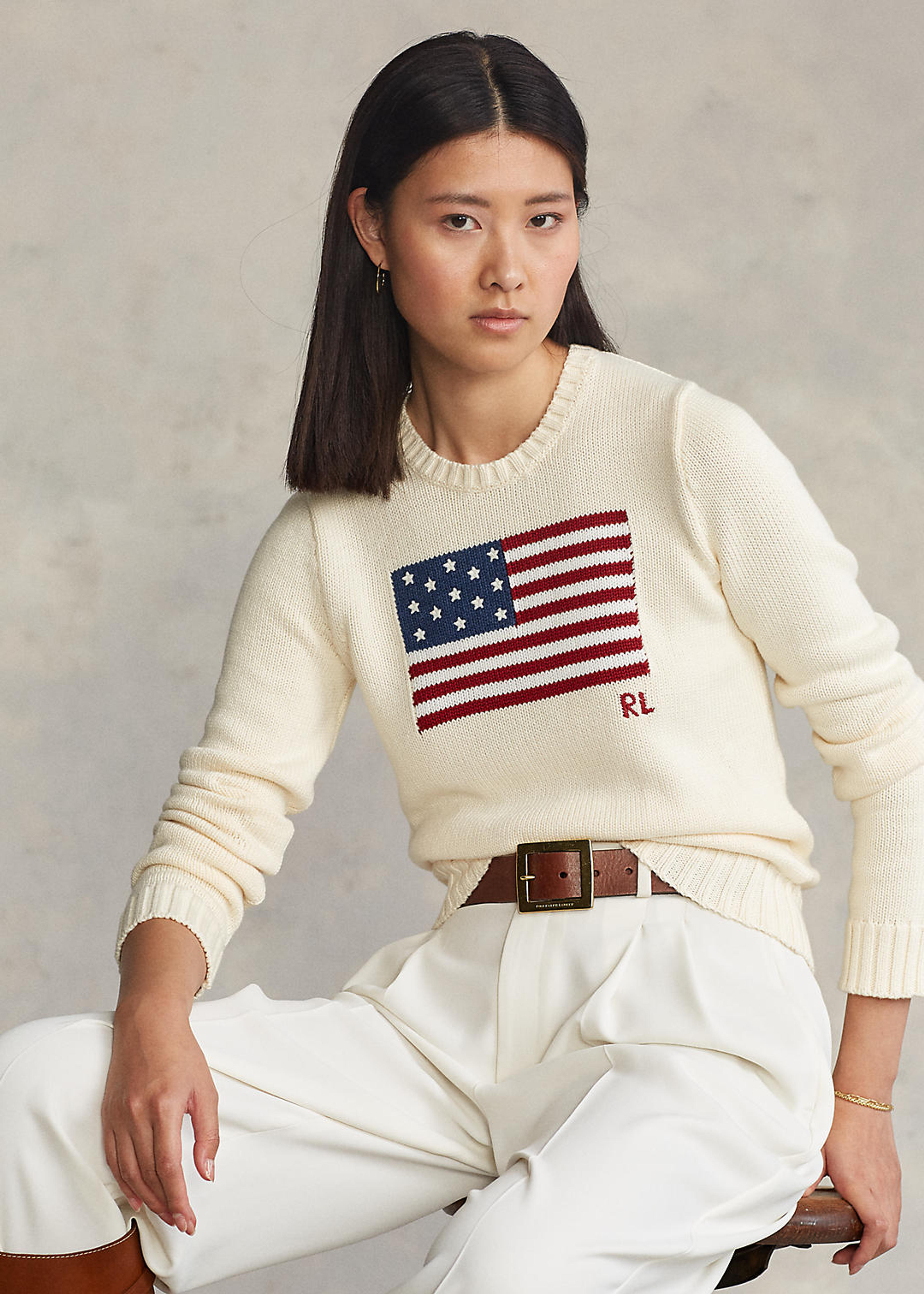 Flag Cotton Crewneck Sweater