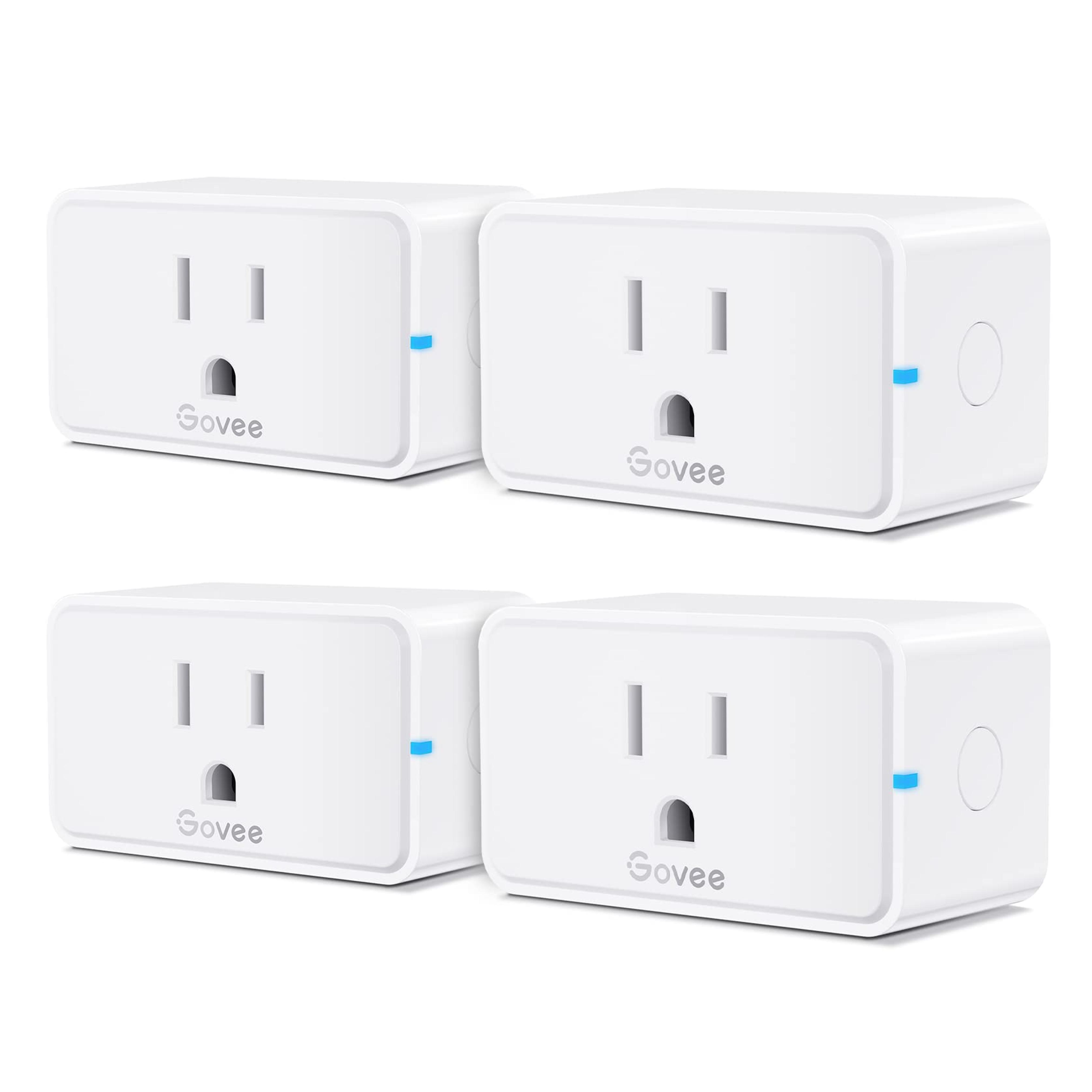 Govee Smart Plug 15A, WiFi Bluetooth Outlets 4 Pack Work with Alexa and Google Assistant, WiFi Plugs with Multiple Timers, Govee Home APP Group Control Remotely, No Hub Required, ETL&FCC Certified