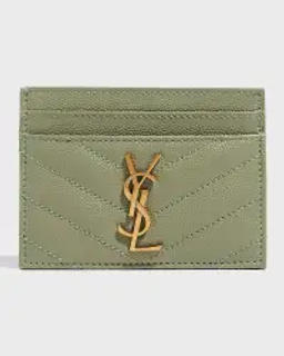 Saint Laurent - YSL Monogram Grain de Poudre Leather Card Case  Golden Hardware