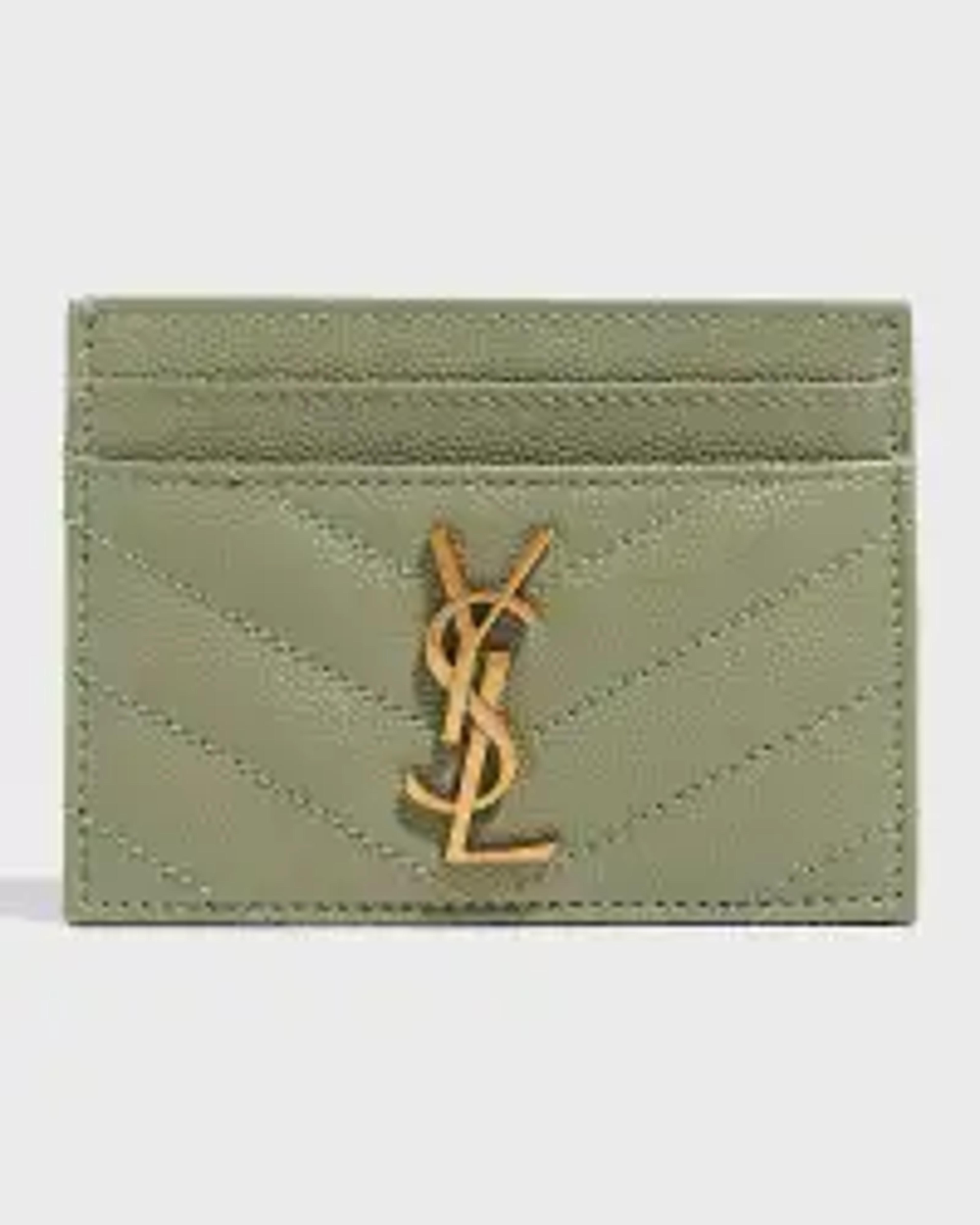 Saint Laurent - YSL Monogram Grain de Poudre Leather Card Case  Golden Hardware