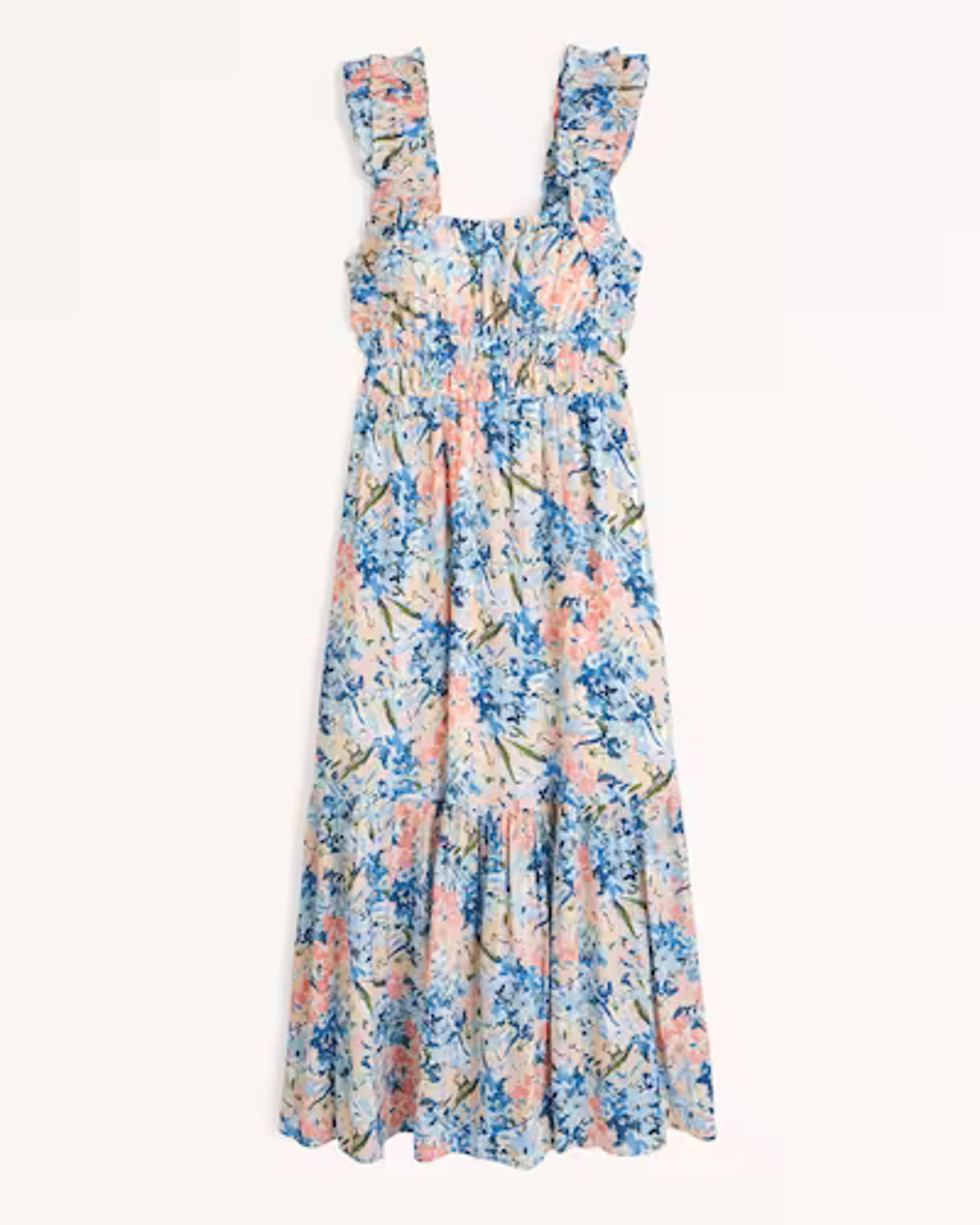 Women's Ruffle Strap Textured Maxi Dress | Women's The A&F Getaway Shop | Abercrombie.com