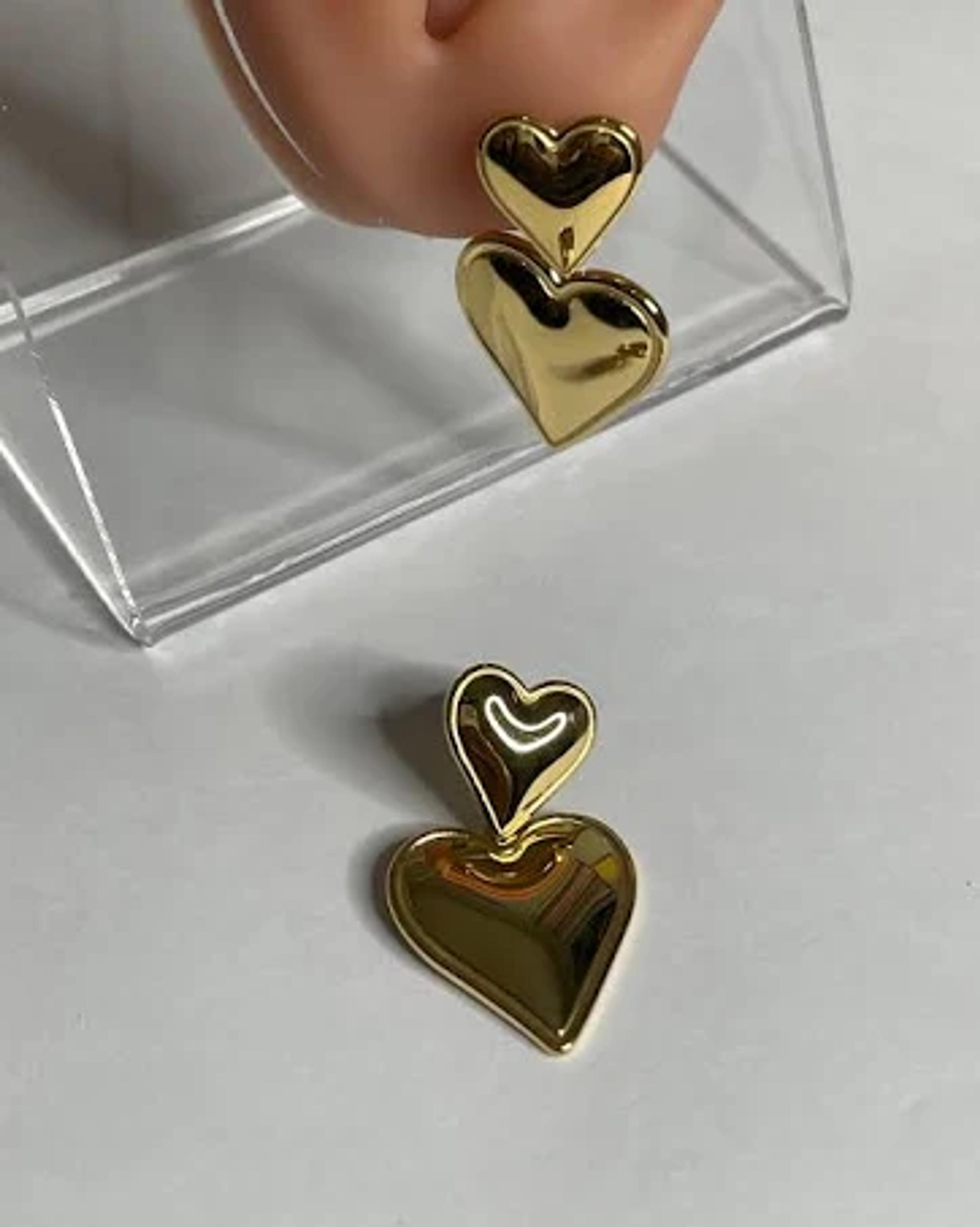 Gold Plated Heart Earrings | Date Night | Brunch | Valentines Day Jewelry