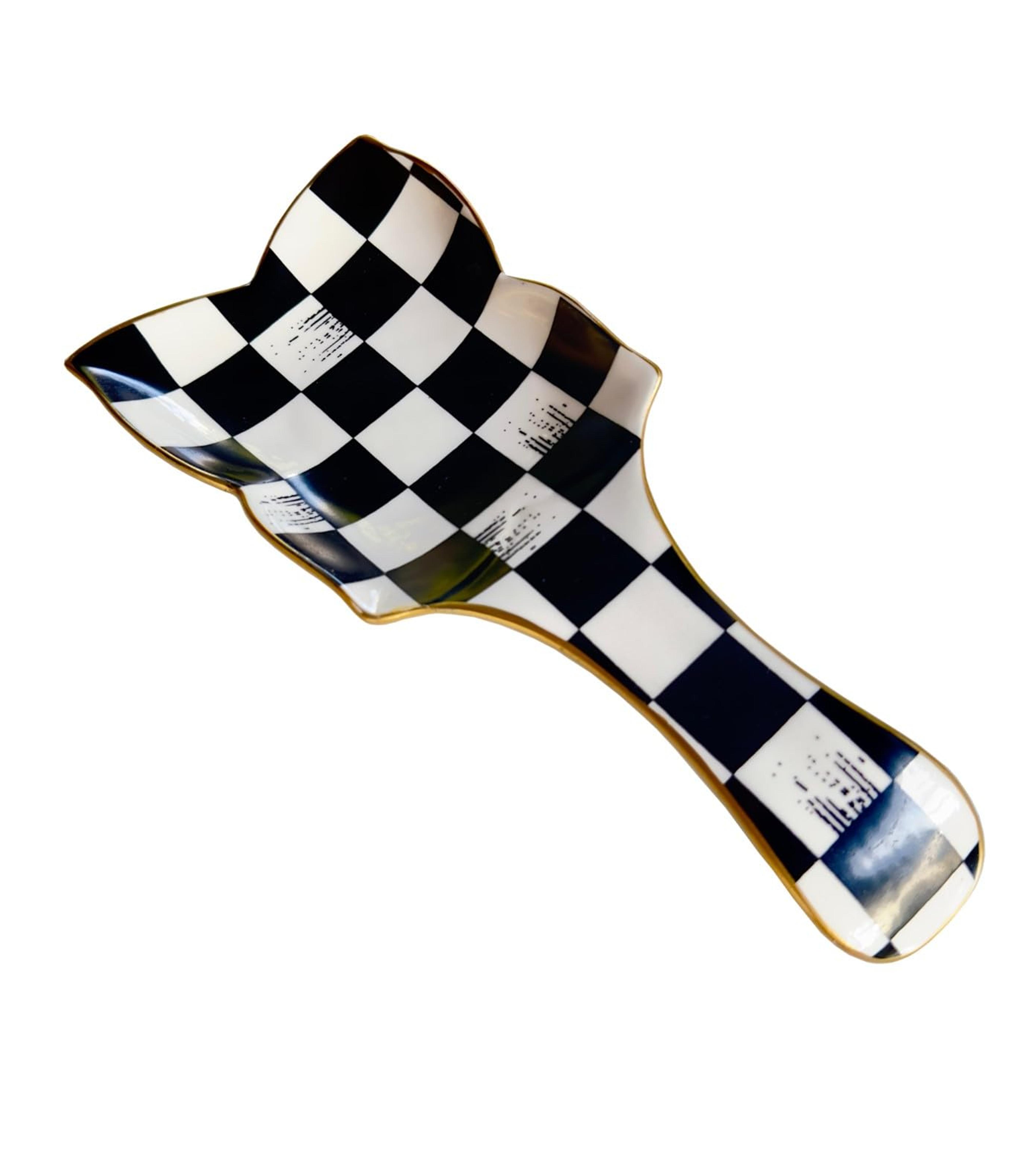 Amazon.com: Checkered Spoon Rest, Porcelain Spoon Holder for Stove Top for Cooking Spoons Spatula, Cooking Spoon Rest for Kitchen Counter Decor, Coffee Spoon Holder Utensil Rest, 4.33 Inches (Checkered 2): Home & Kitchen