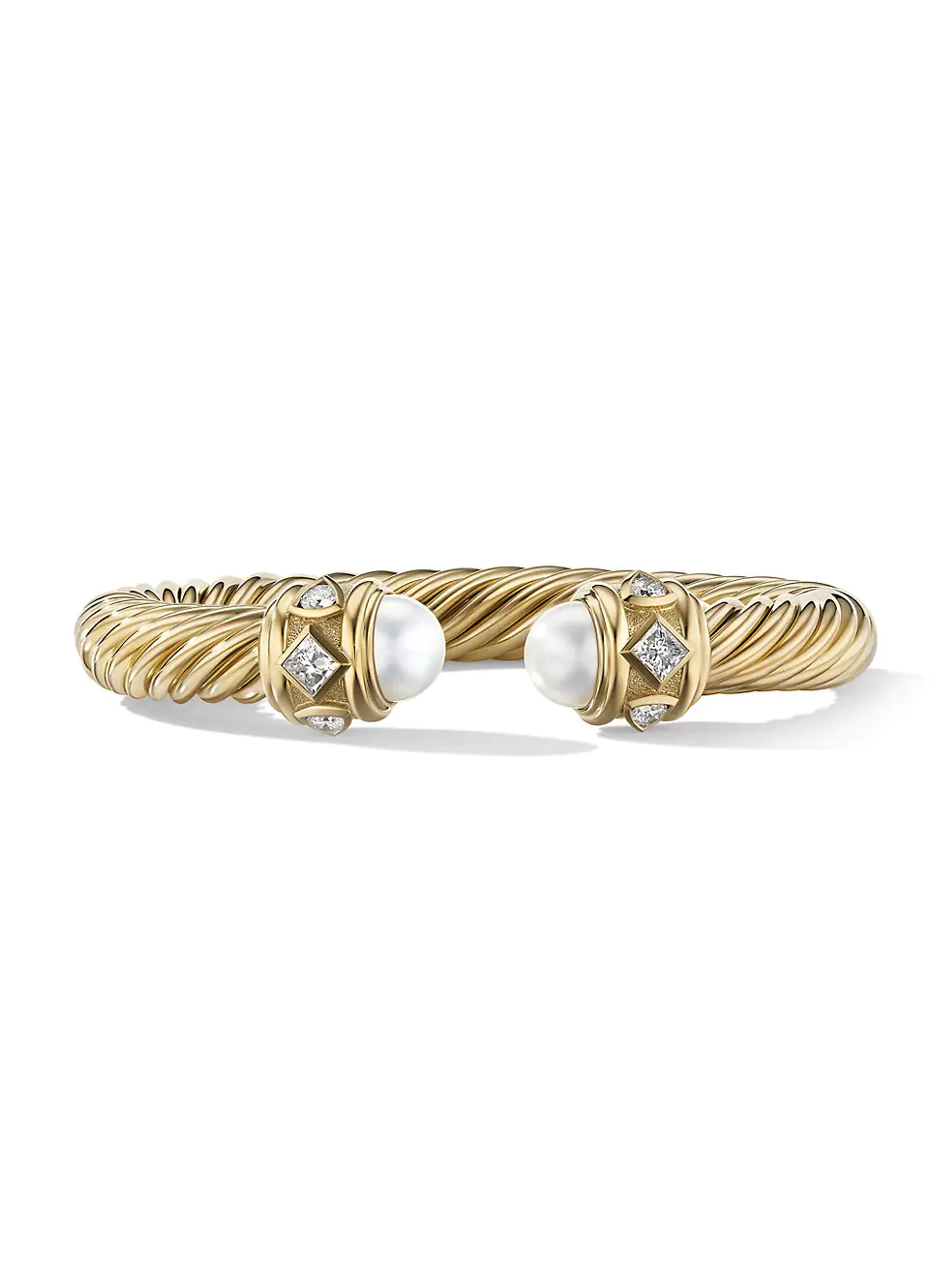 Shop David Yurman Renaissance Bracelet In 18K Yellow Gold With Pearls & Pavé Diamonds | Saks Fifth Avenue