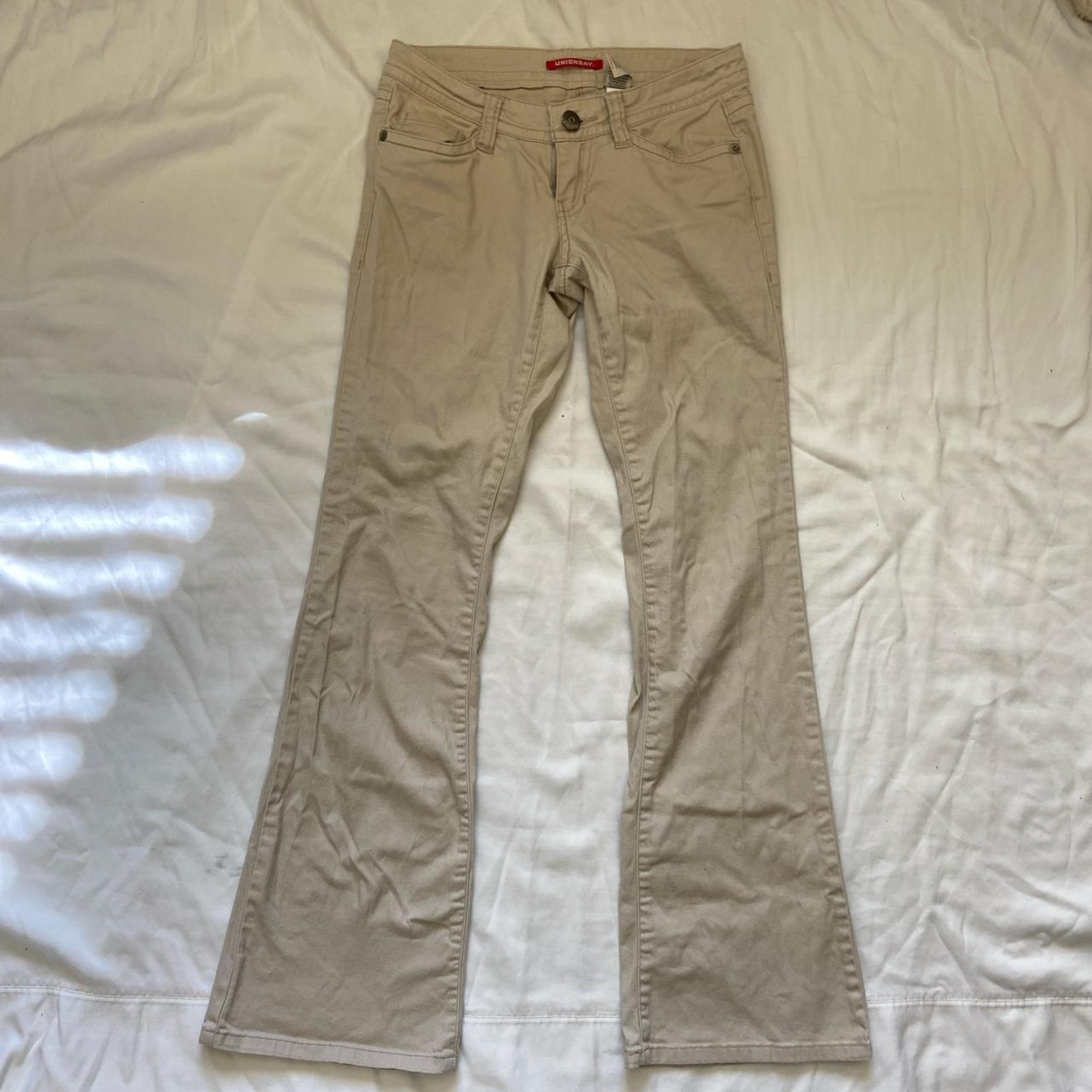 tan bootcut cargo pants, they’re a size 0 but... - Depop