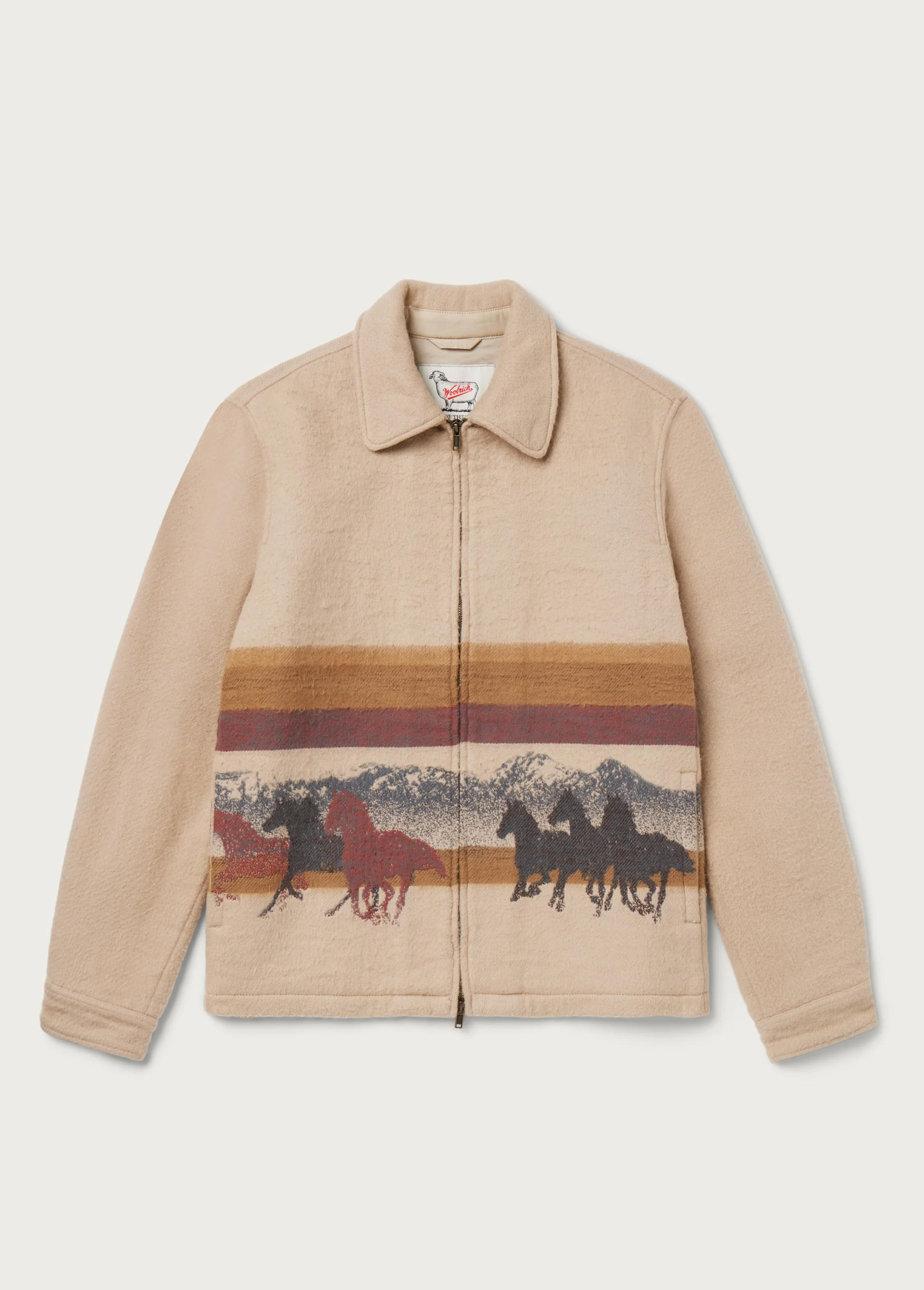 Zipped Overshirt | Stripe Sand | One of These Days For Woolrich – One Of These Days