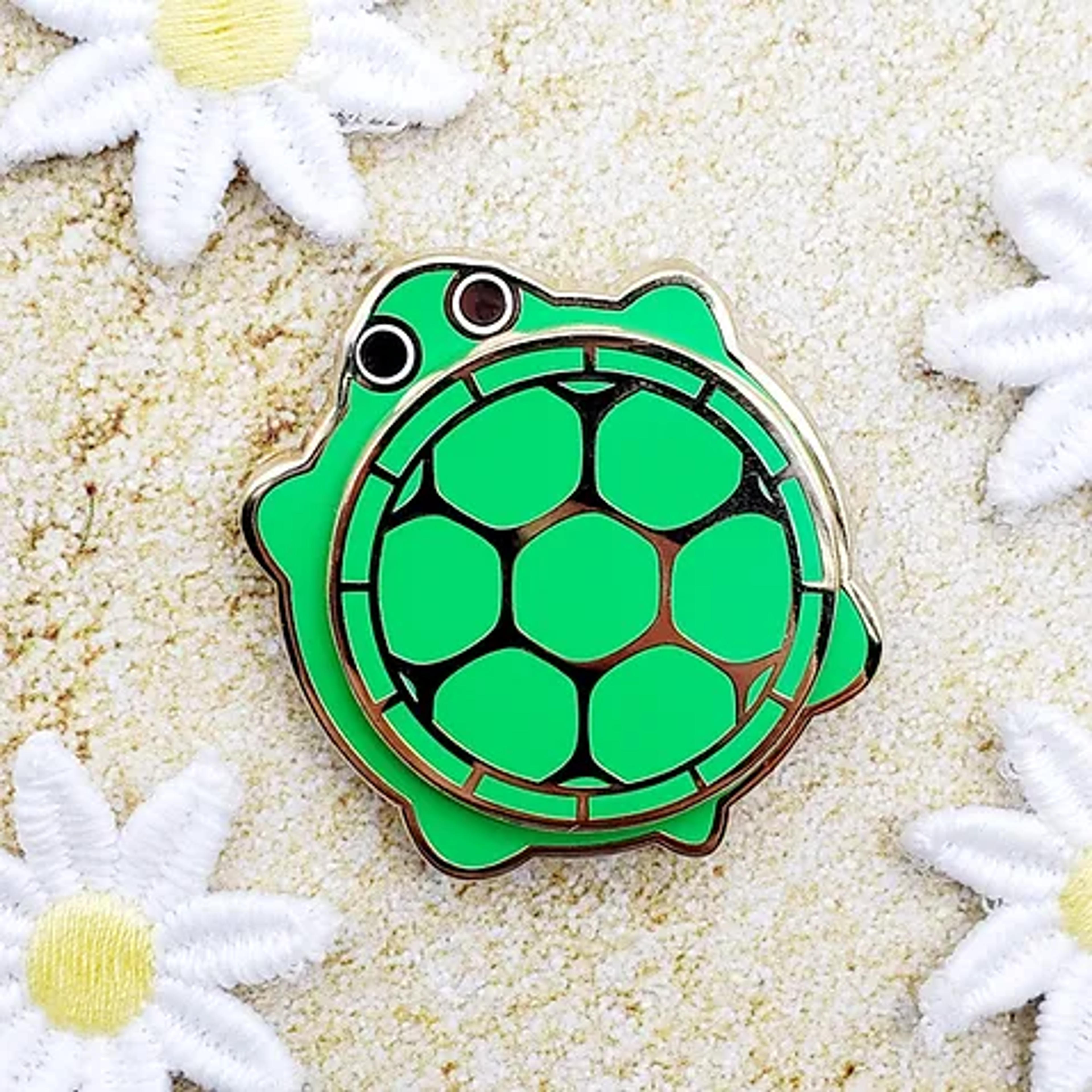 Turtle Sandbox Enamel Pin | Toku Arts