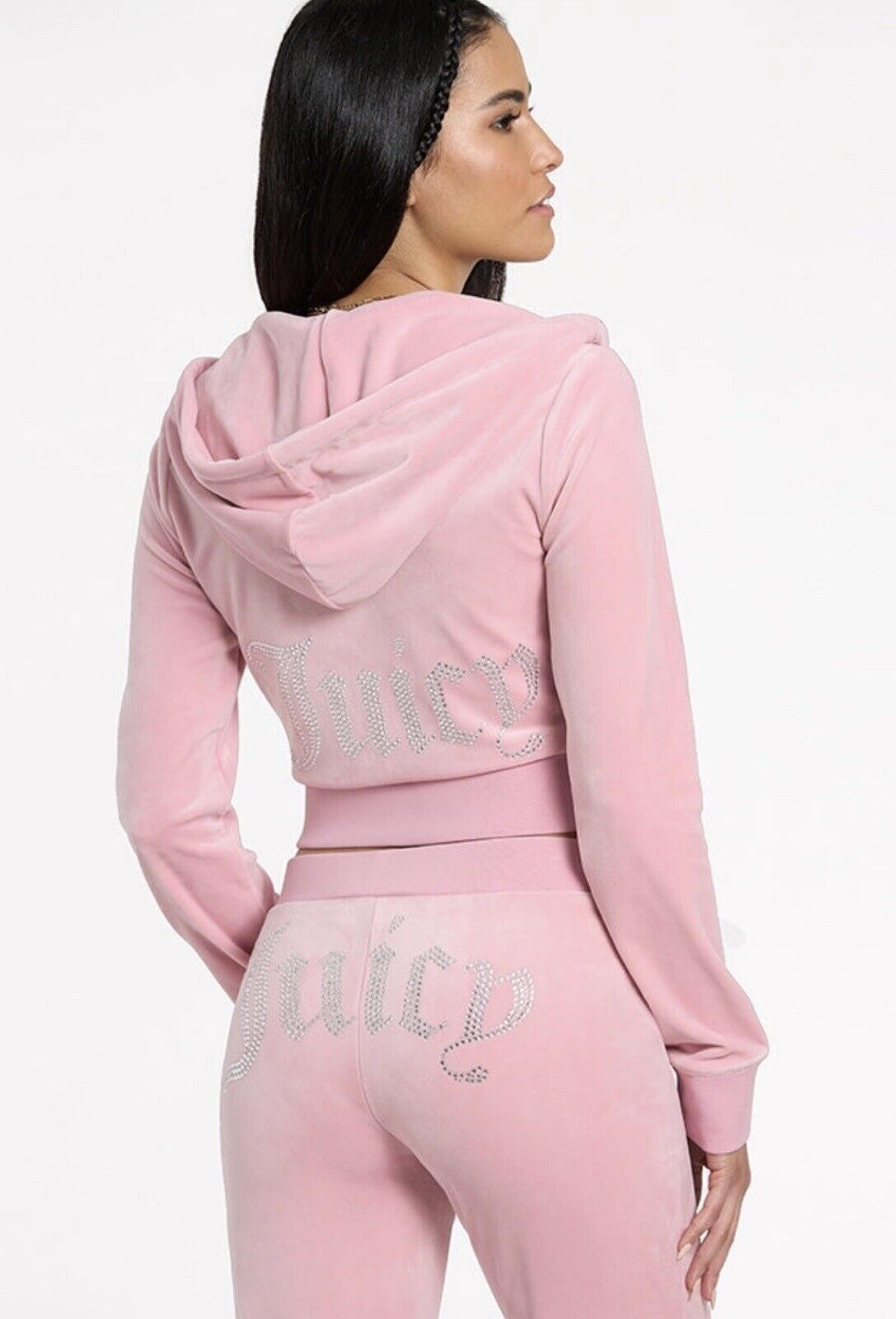 Juicy Couture Women's Xl Rose Pink Bling Logo Y2k Inspire Velour Velvet Pant