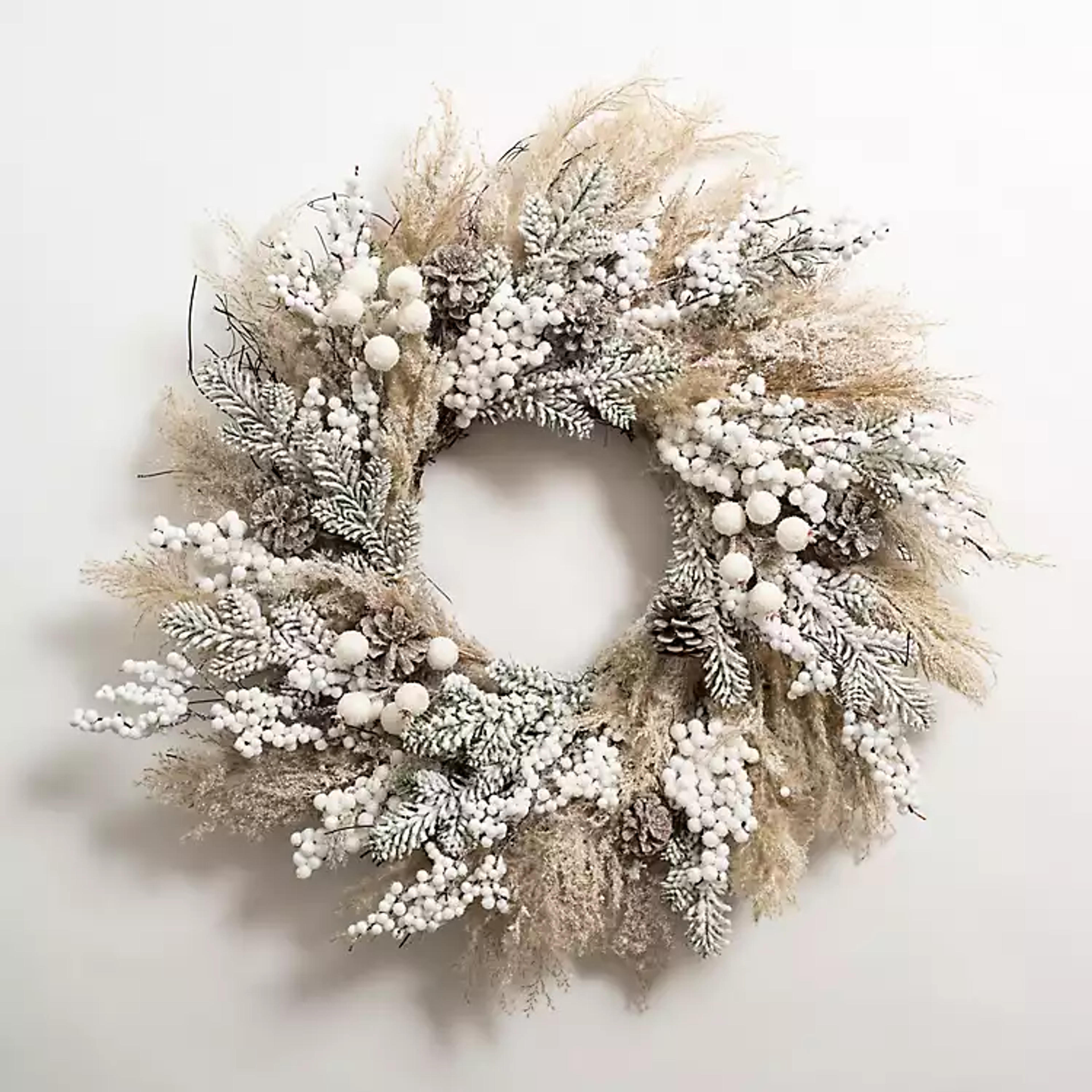 Frosted Pampas and Berries Wreath | Kirklands Home