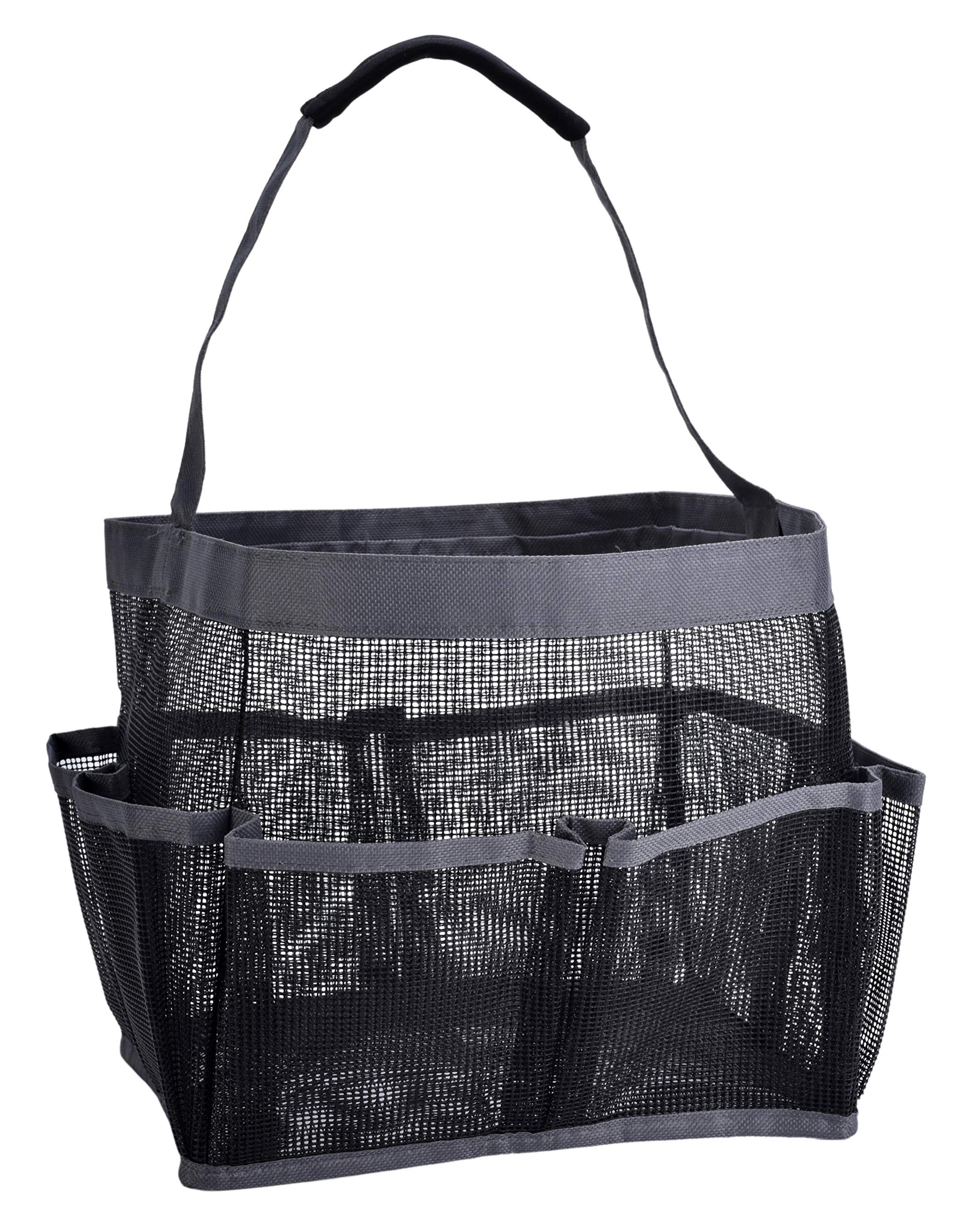 Mesh Shower Bag - Easily Carry, Organize Bathroom Toiletry Essentials While Taking a Shower. (9-Pockets | Black)