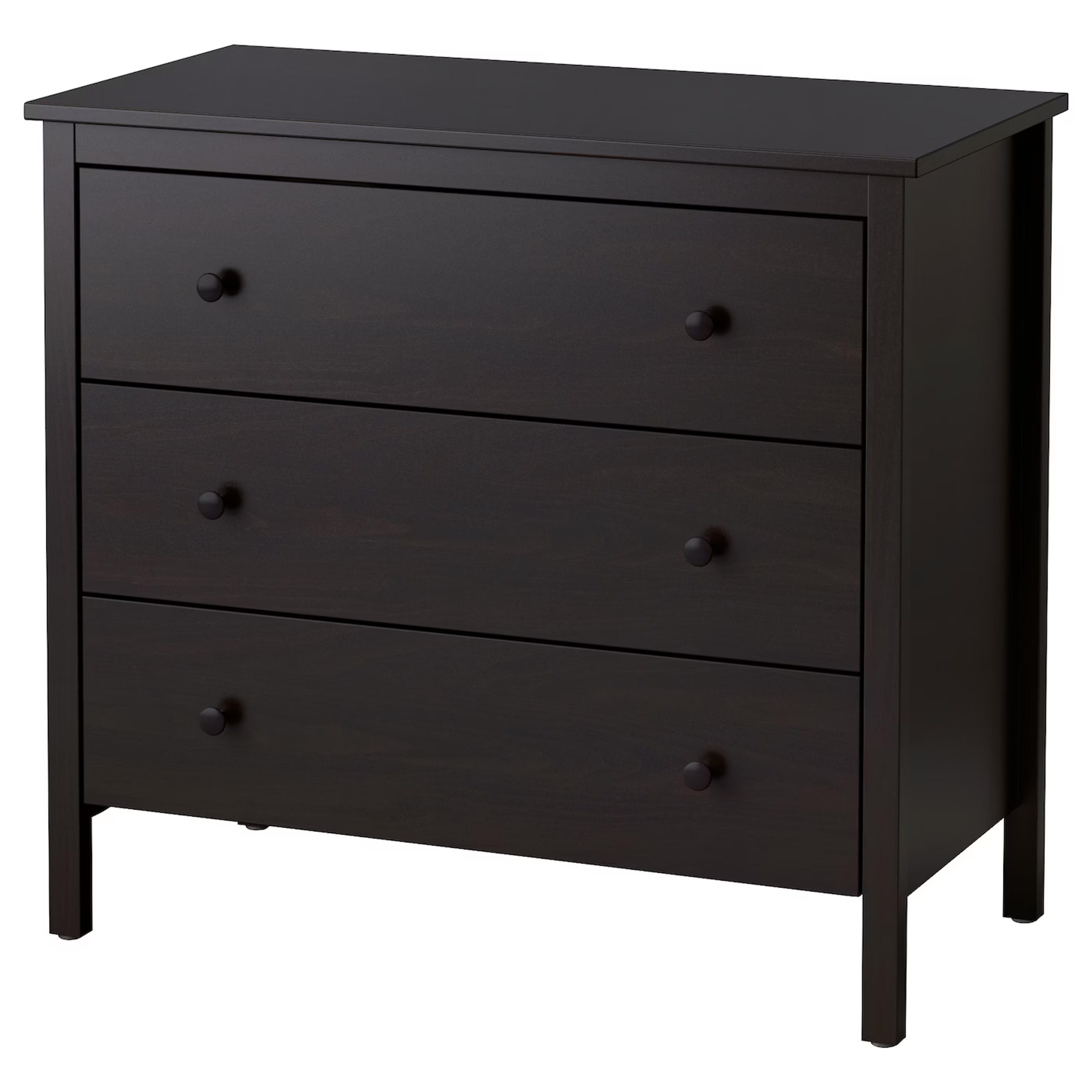 KOPPANG 3-drawer chest, black-brown, 353/8x325/8"