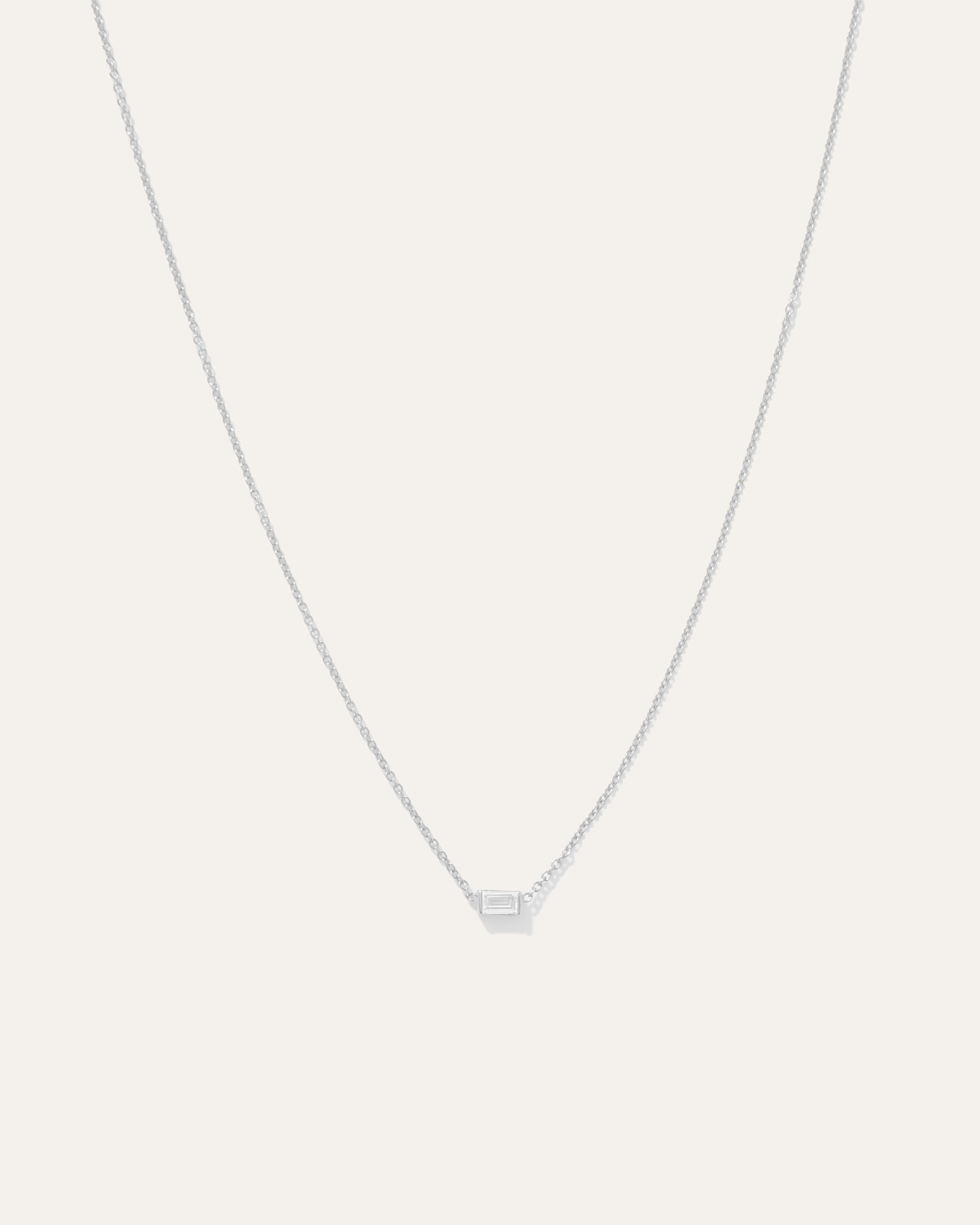 14K Gold Petite Baguette Diamond Necklace