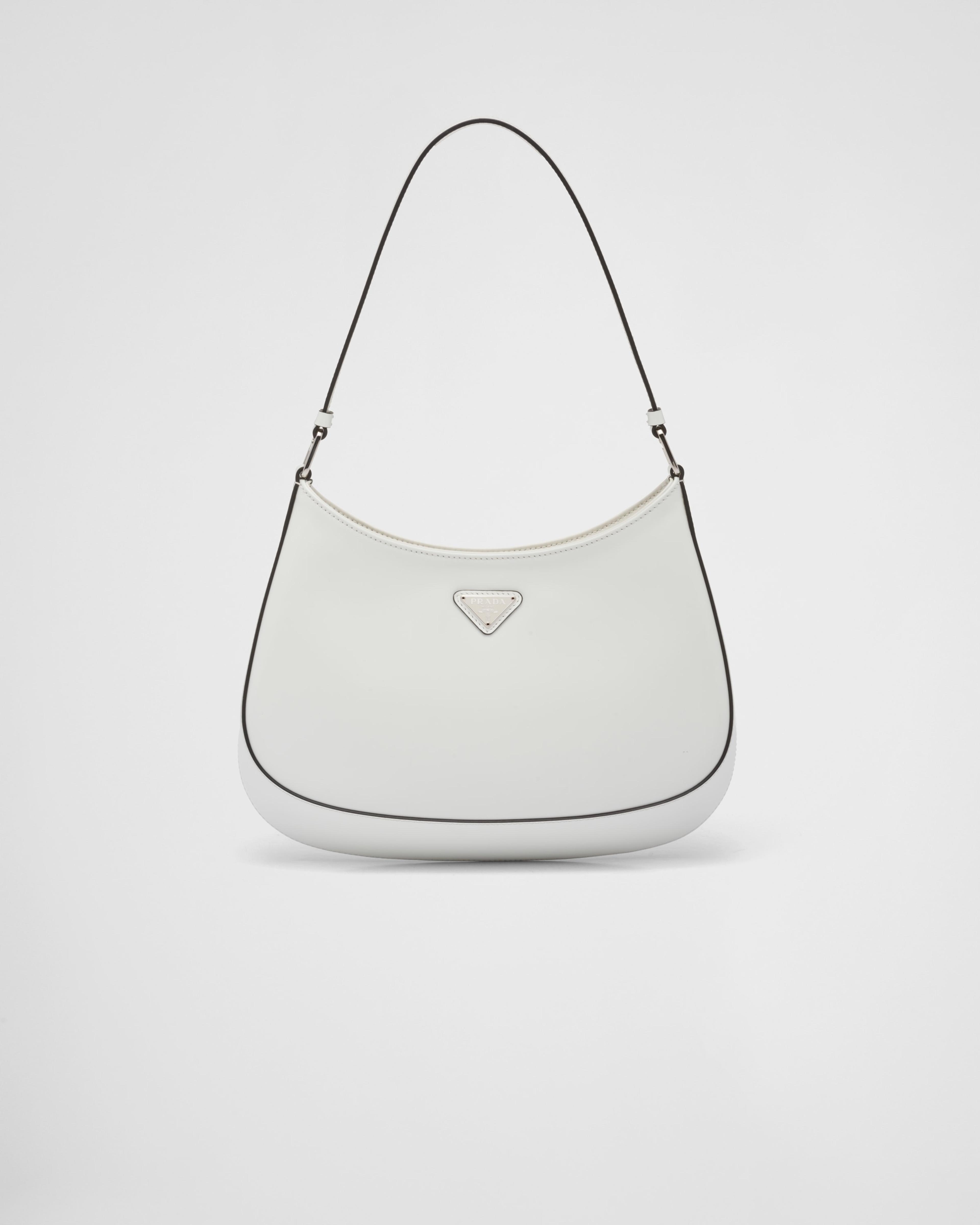 White Prada Cleo Brushed Leather Shoulder Bag | PRADA