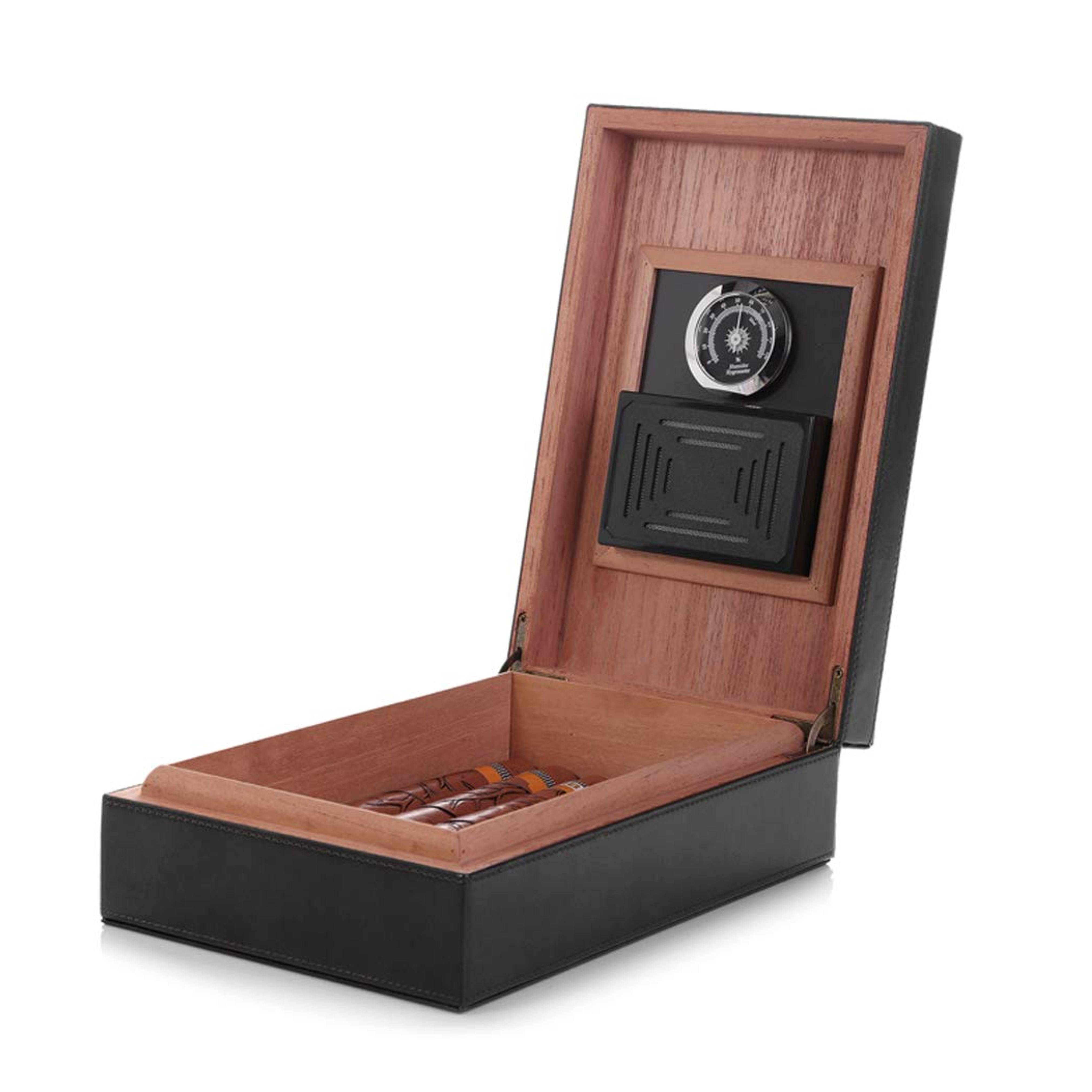 Amazon.com: Cigar Humidor, MEGACRA Leather Surface Cedar Wood Lined Humidor with Hygrometer and Humidifier, Hold 10-30 Cigars : Health & Household