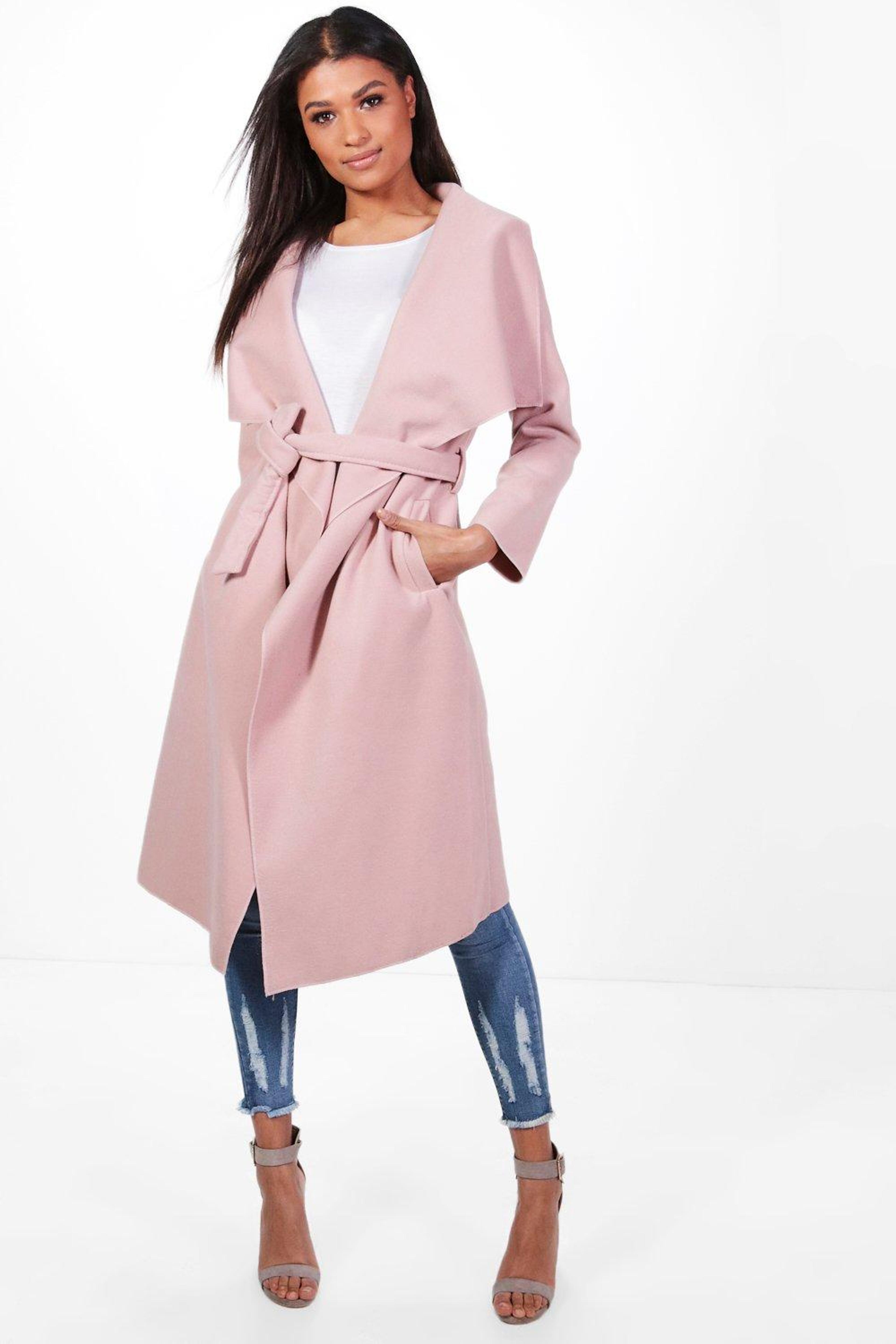 Belted Waterfall Coat | boohoo