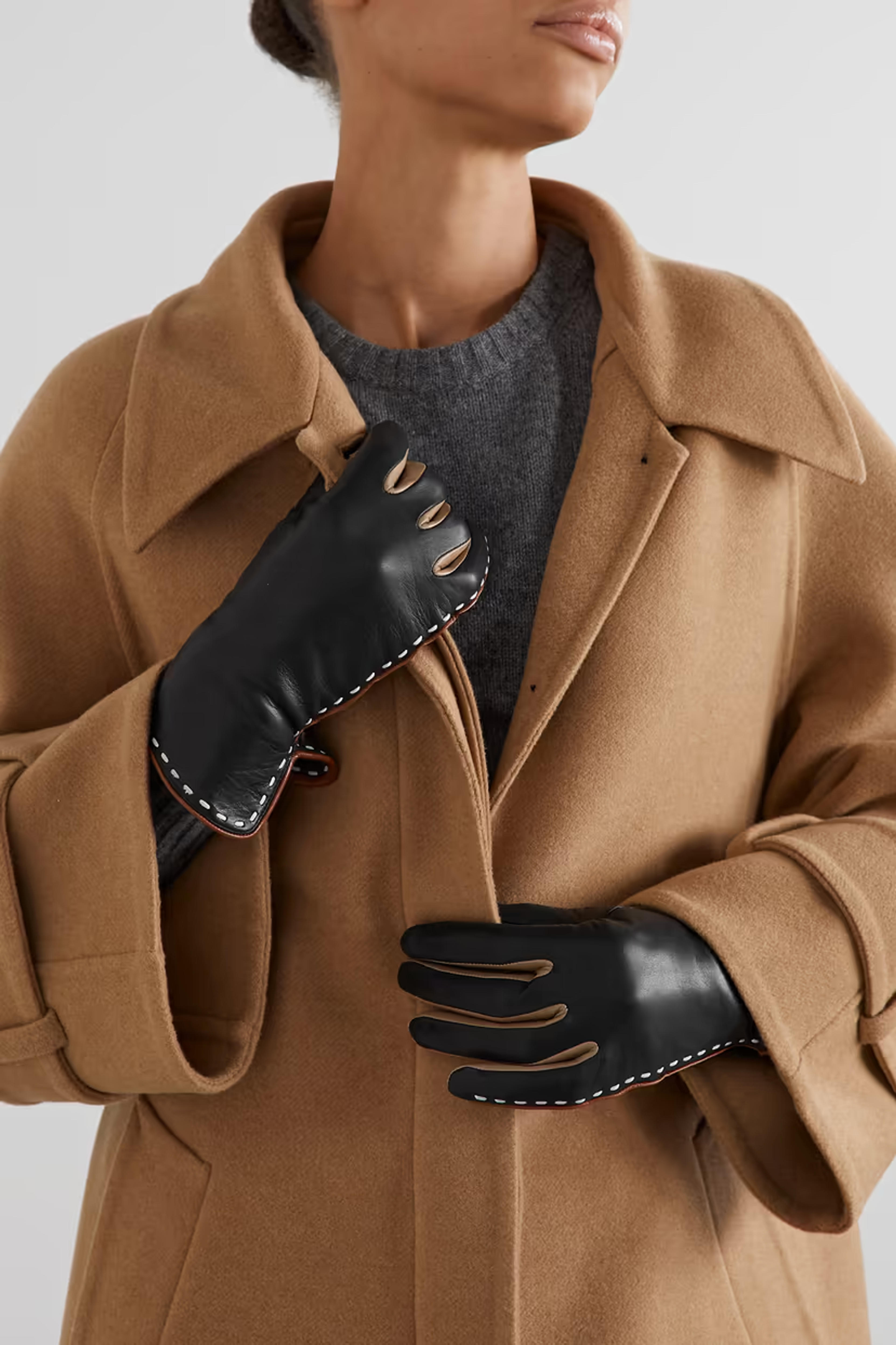 Black Diane color-block leather gloves | AGNELLE | NET-A-PORTER