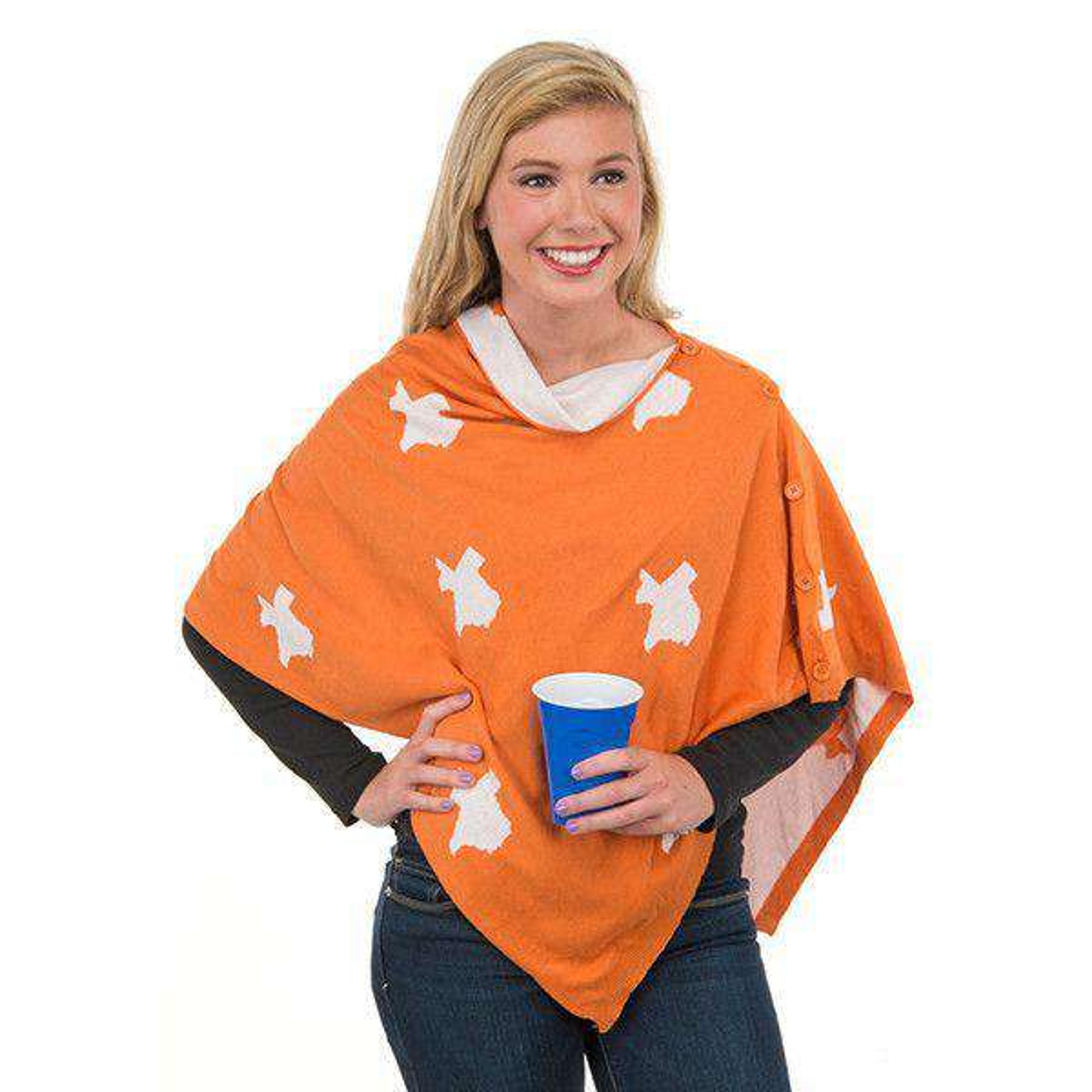 Top It Off Game Day 3-in-1 Wrap in Texas Burnt Orange and White