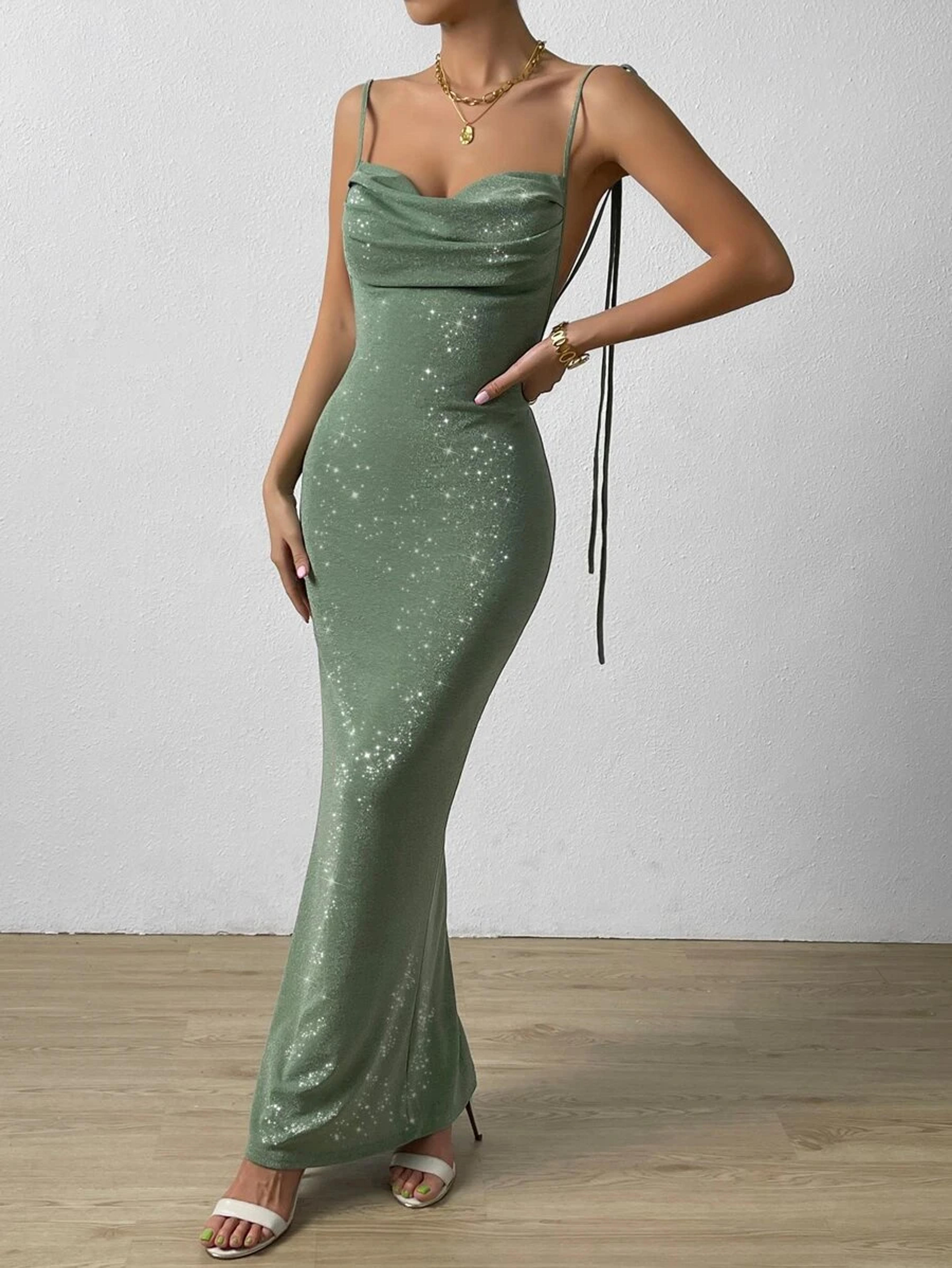 Knot Shoulder Backless Mermaid Hem Formal Dress | SHEIN USA