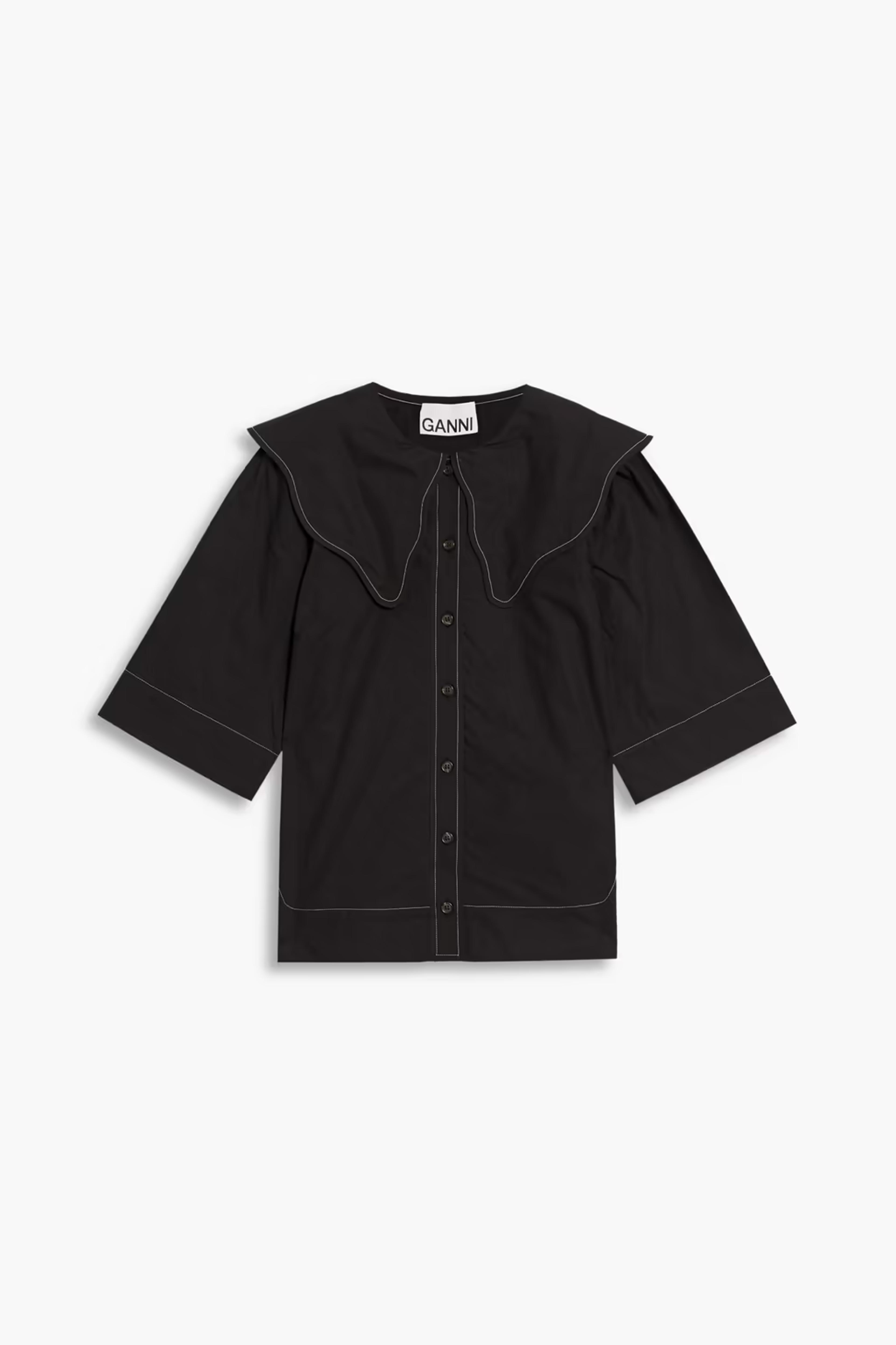 Black Cotton-poplin shirt | GANNI | THE OUTNET