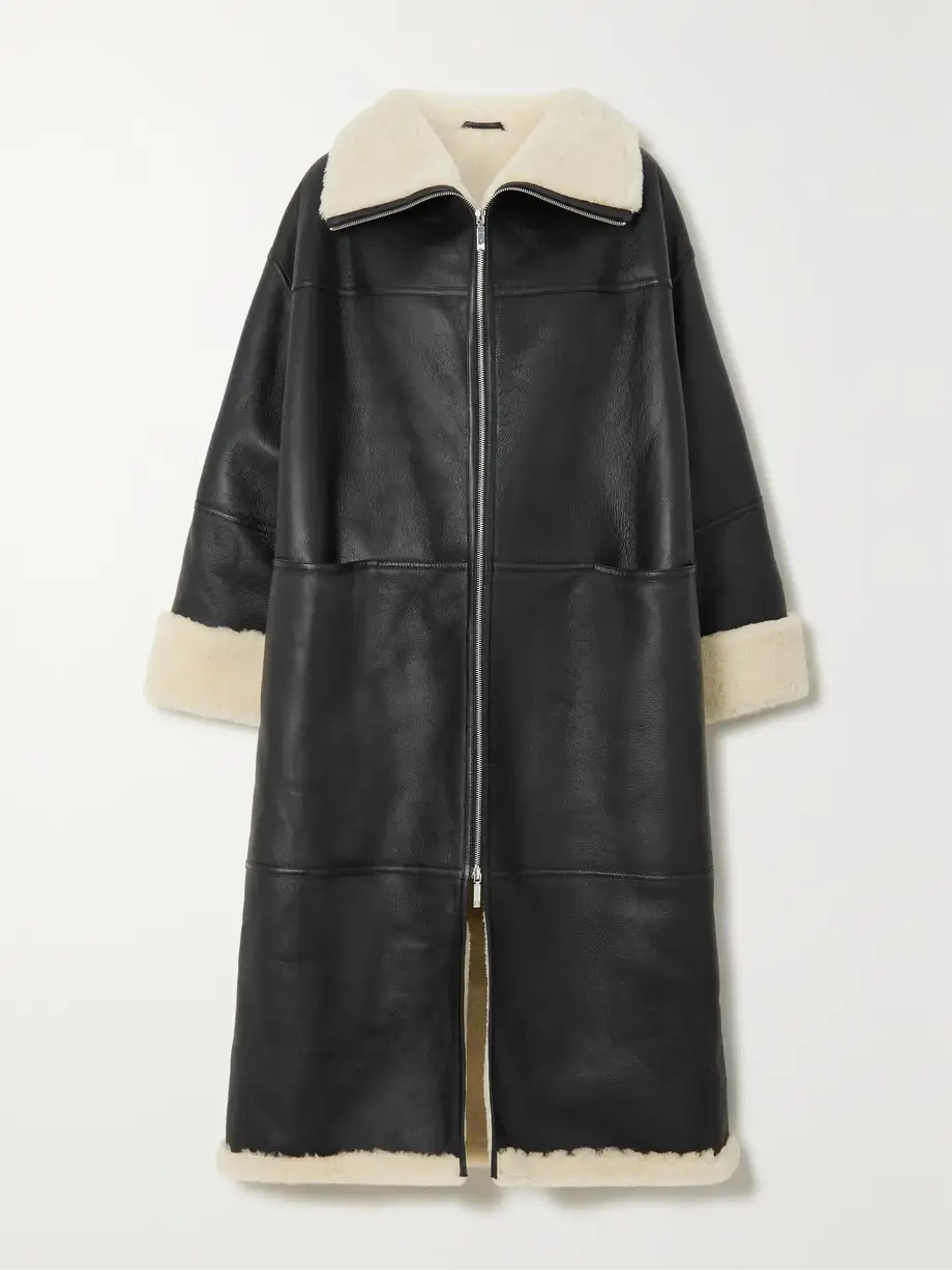 TOTEME Signature paneled shearling coat | NET-A-PORTER