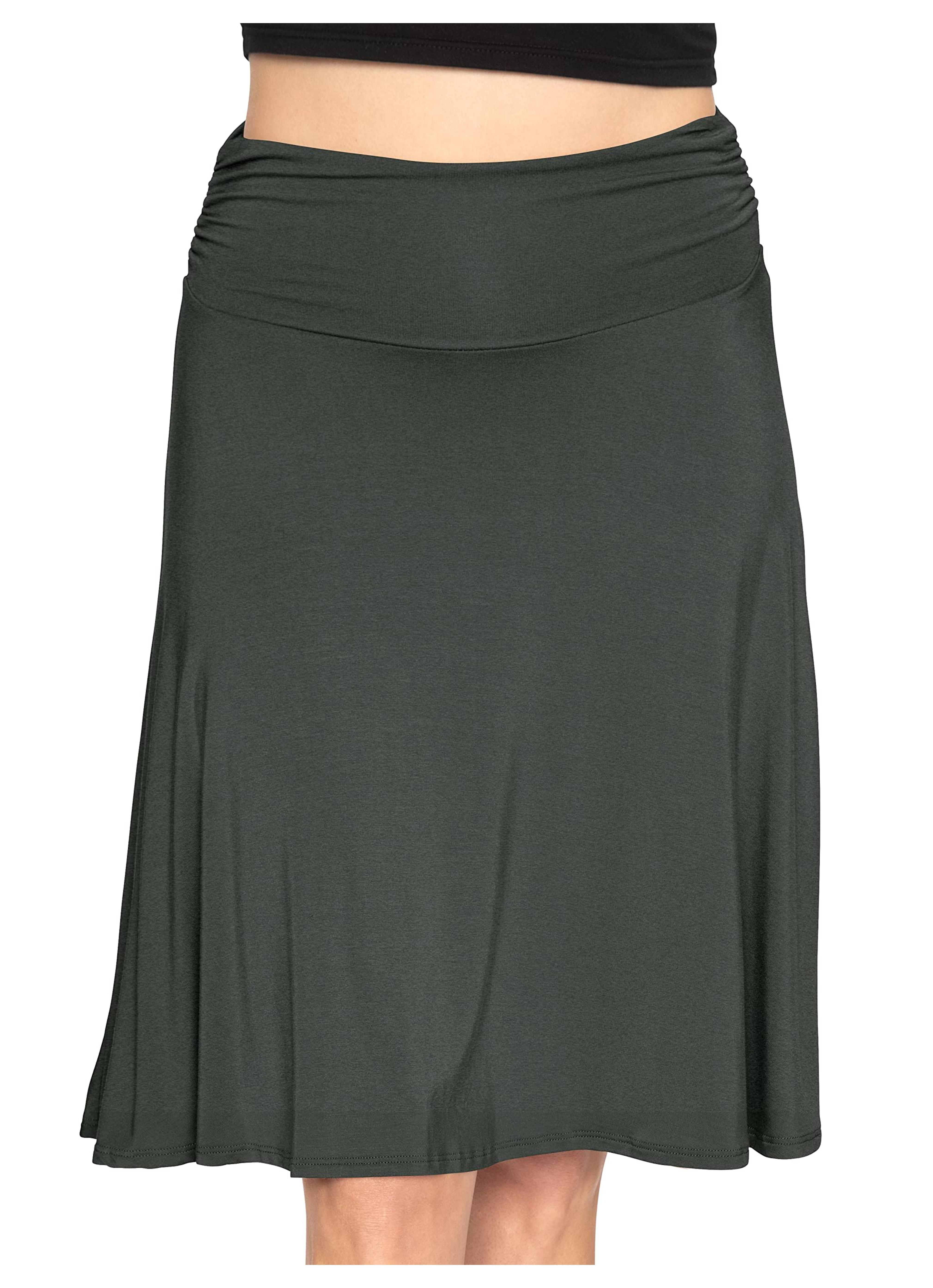 Stretch is Comfort Women's Knee Length Flowy Skirt Charcoal Gray Medium