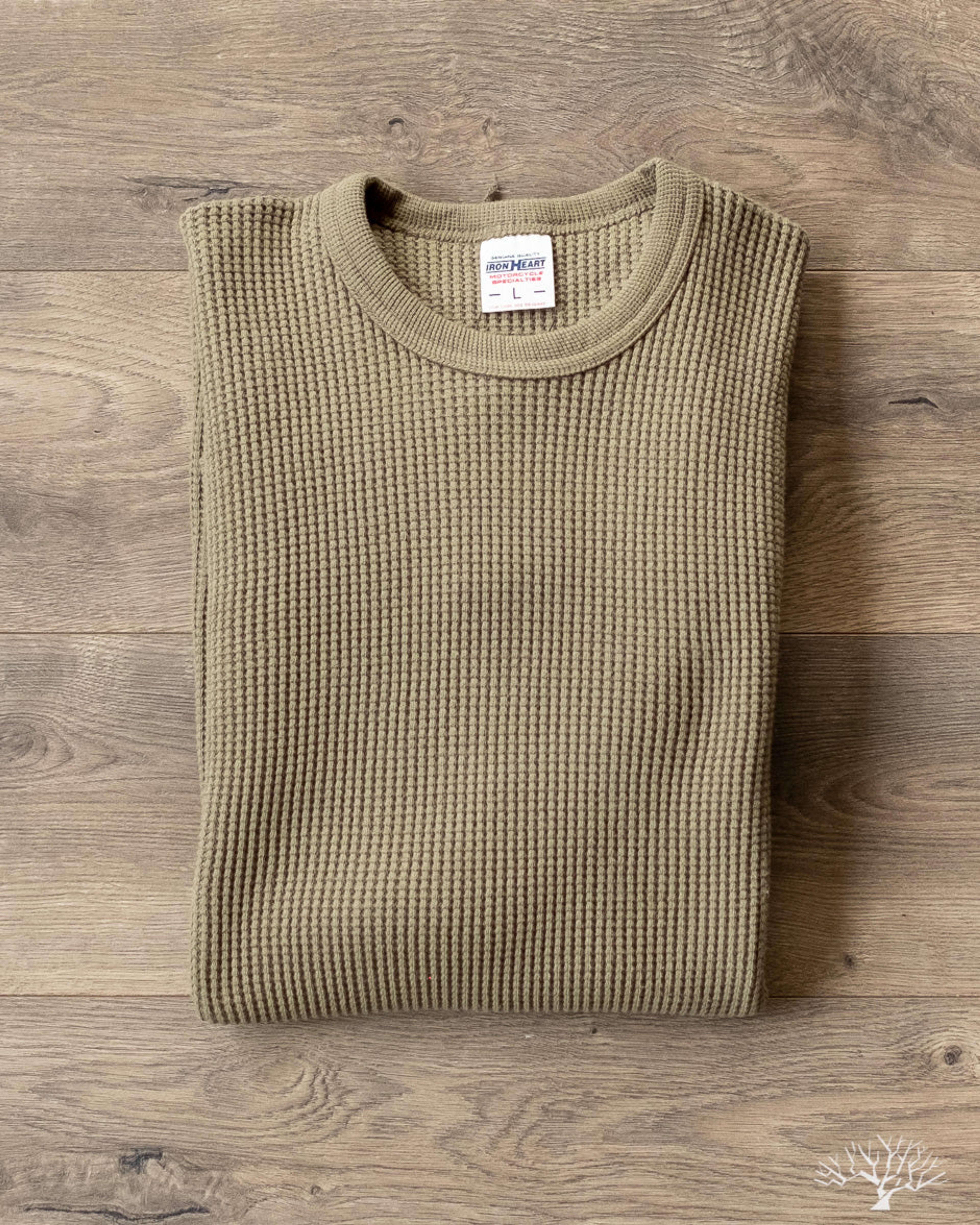 Iron Heart - IHTL-1301-OLV - Waffle Knit Crew Neck Thermal - Olive – Withered Fig