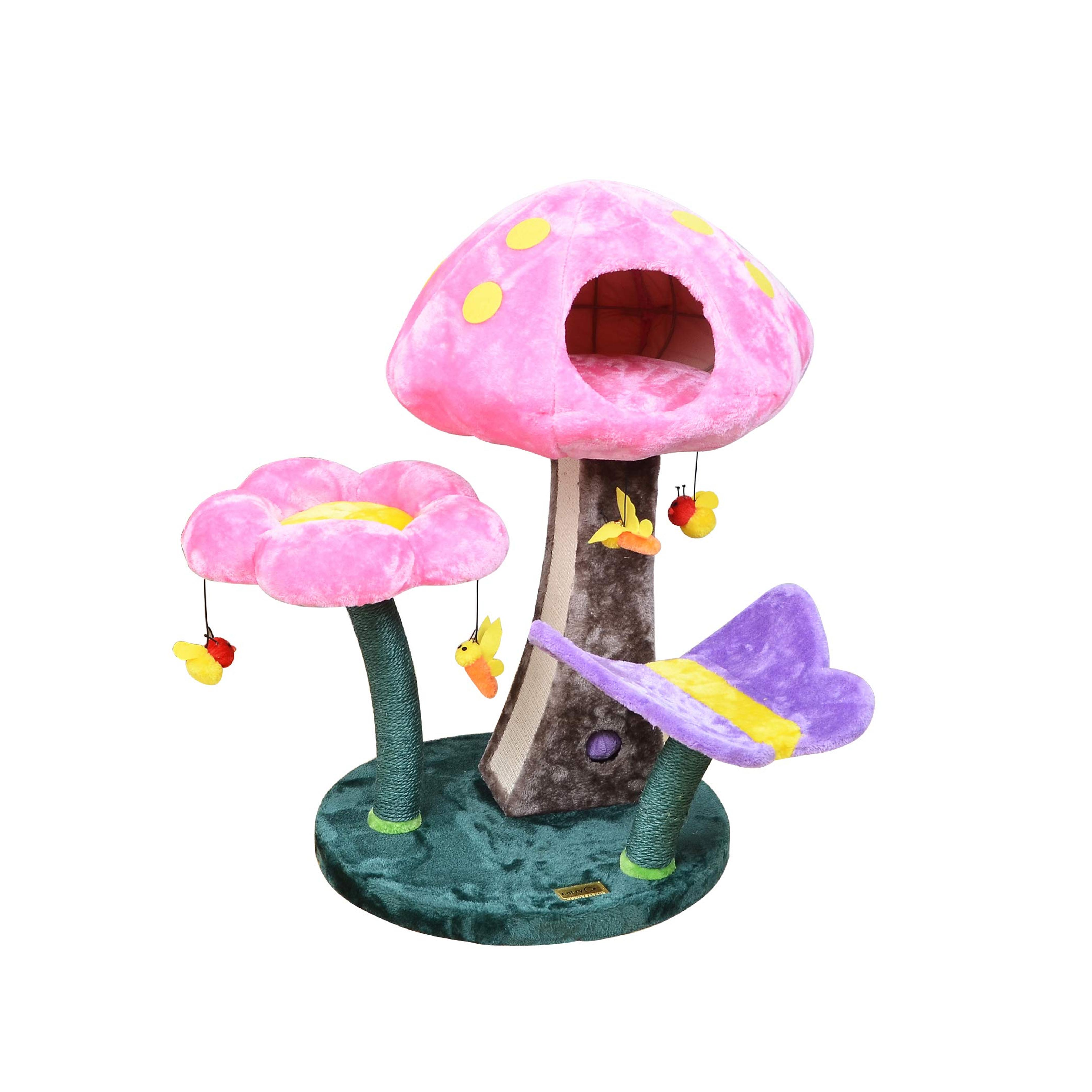 Amazon.com : Catry Cat Tree – Nature Looking of Cat beds and Furniture All-in-1, Allure Cats Love to Lounge in and Lazily Recline While Playing with Cute Bees Toys and Scratching Post, Mushroom : Pet Supplies