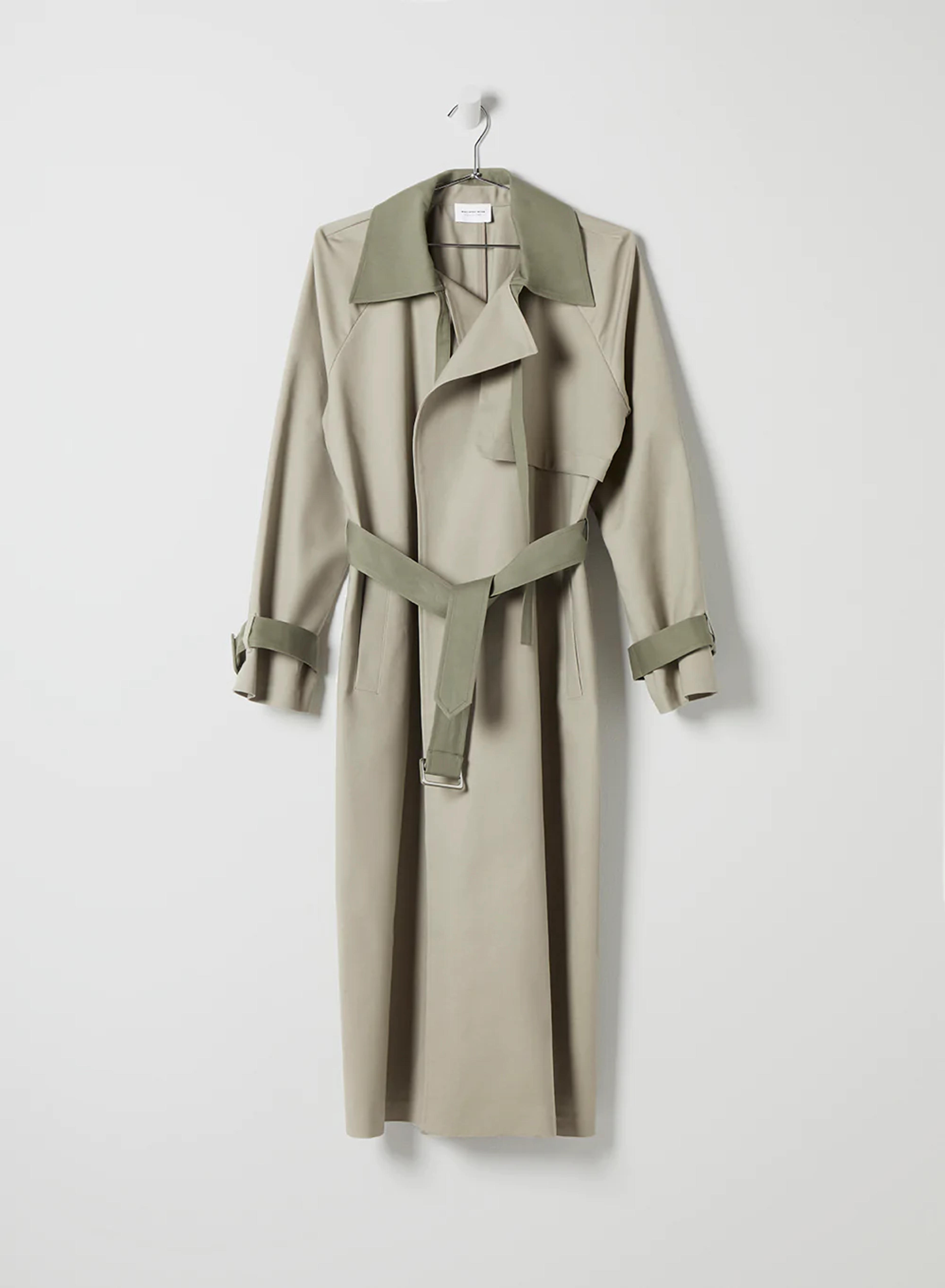 Clare Trench Coat With Contrast Collar in Gray | Who What Wear Collection