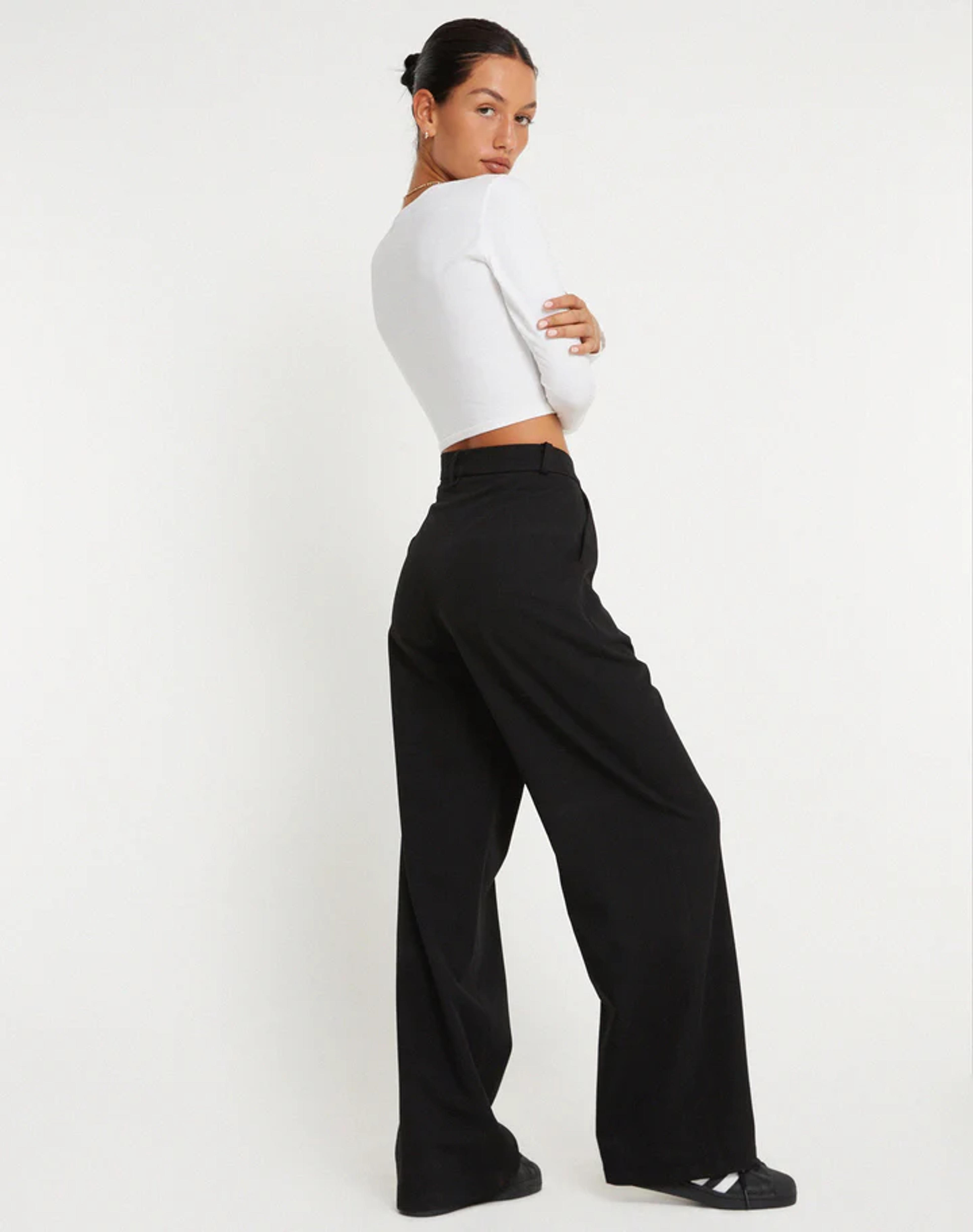 Black Wide leg Trousers | Abba – motelrocks-com-us